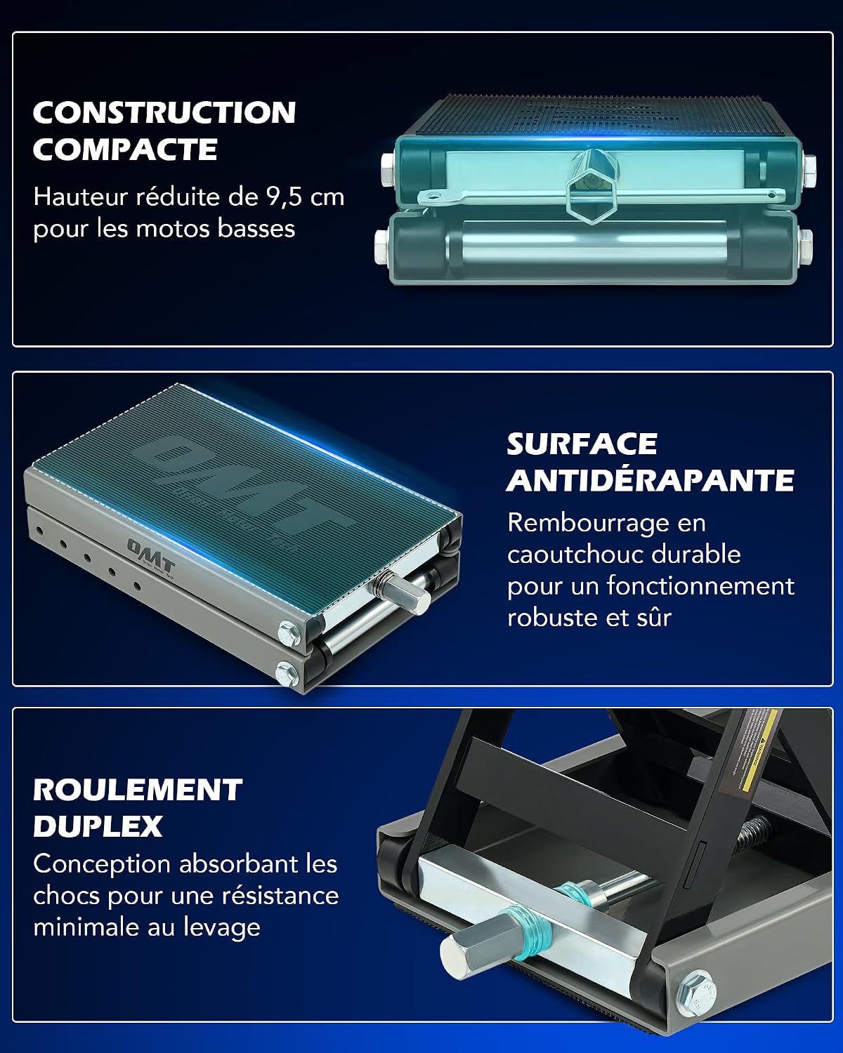Detalle 2 de Cric à Ciseaux pour Motos Orion Motor Tech – Capacité 500 kg, Plateforme Large et Sûreté renforcée