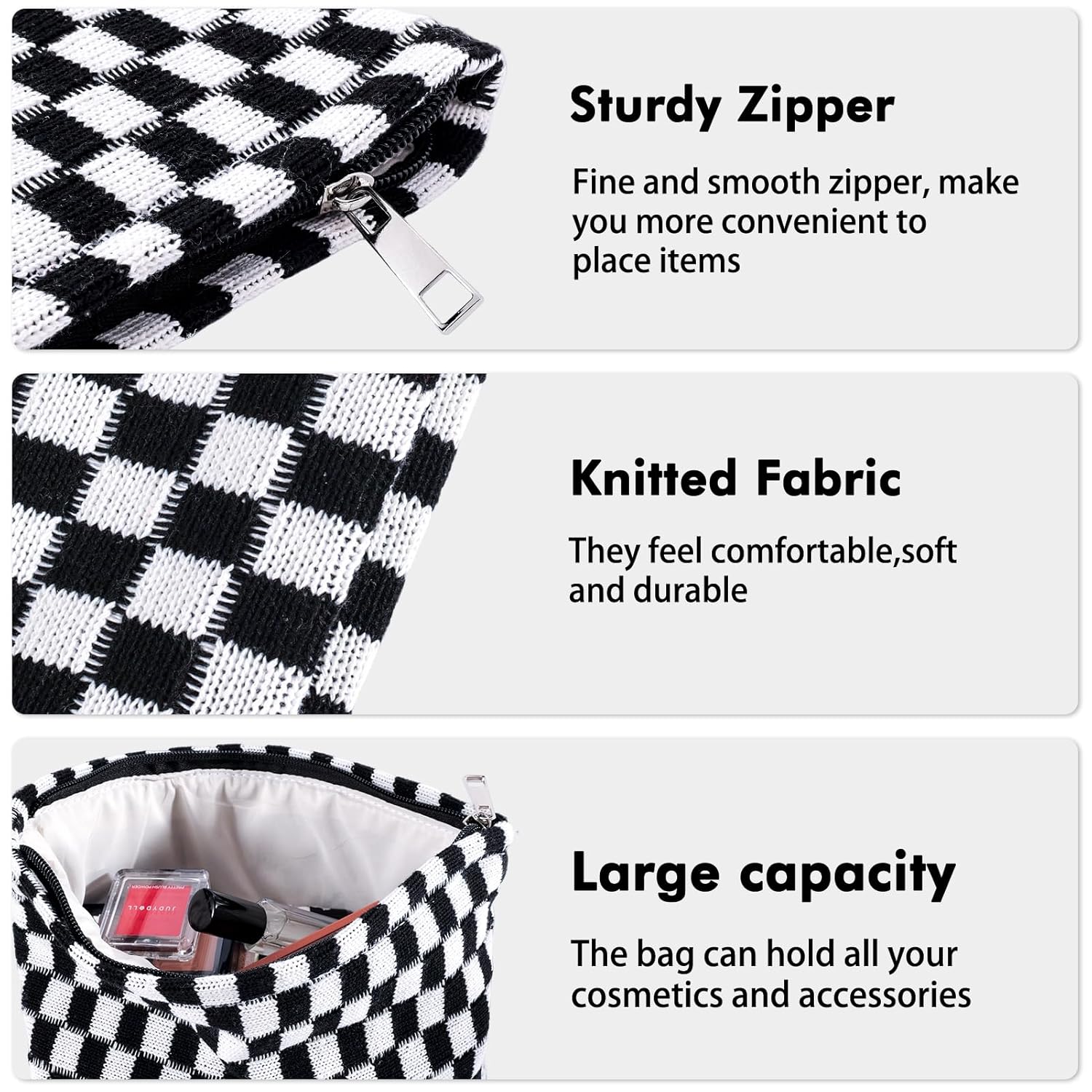Thumbnail 4 de ZLFSRQ Checkered Makeup Bag Set 10.6 in