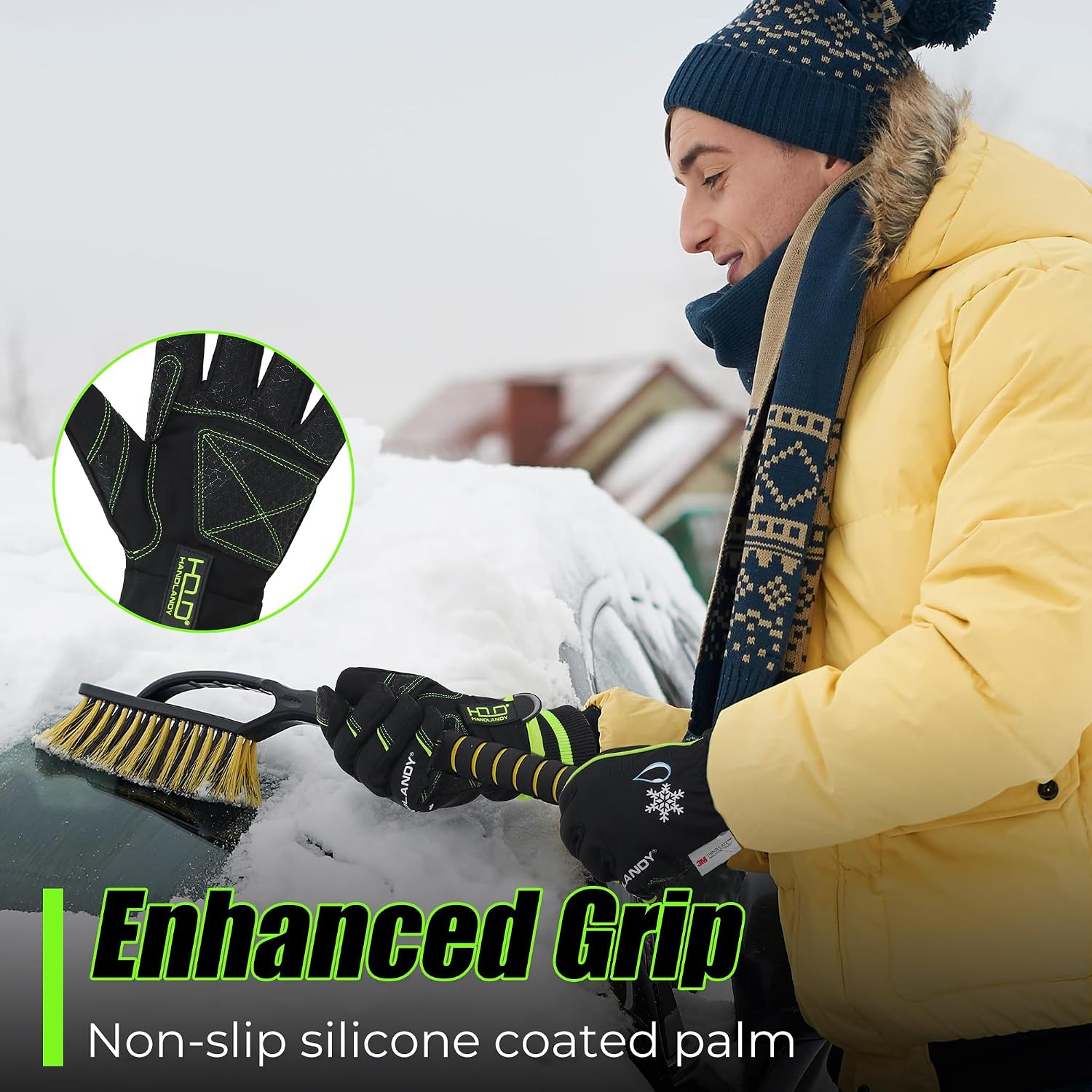 Detalle de HANDLANDY 8030 Winter Work Gloves, 3M Thinsulate, Waterproof, Touchscreen
