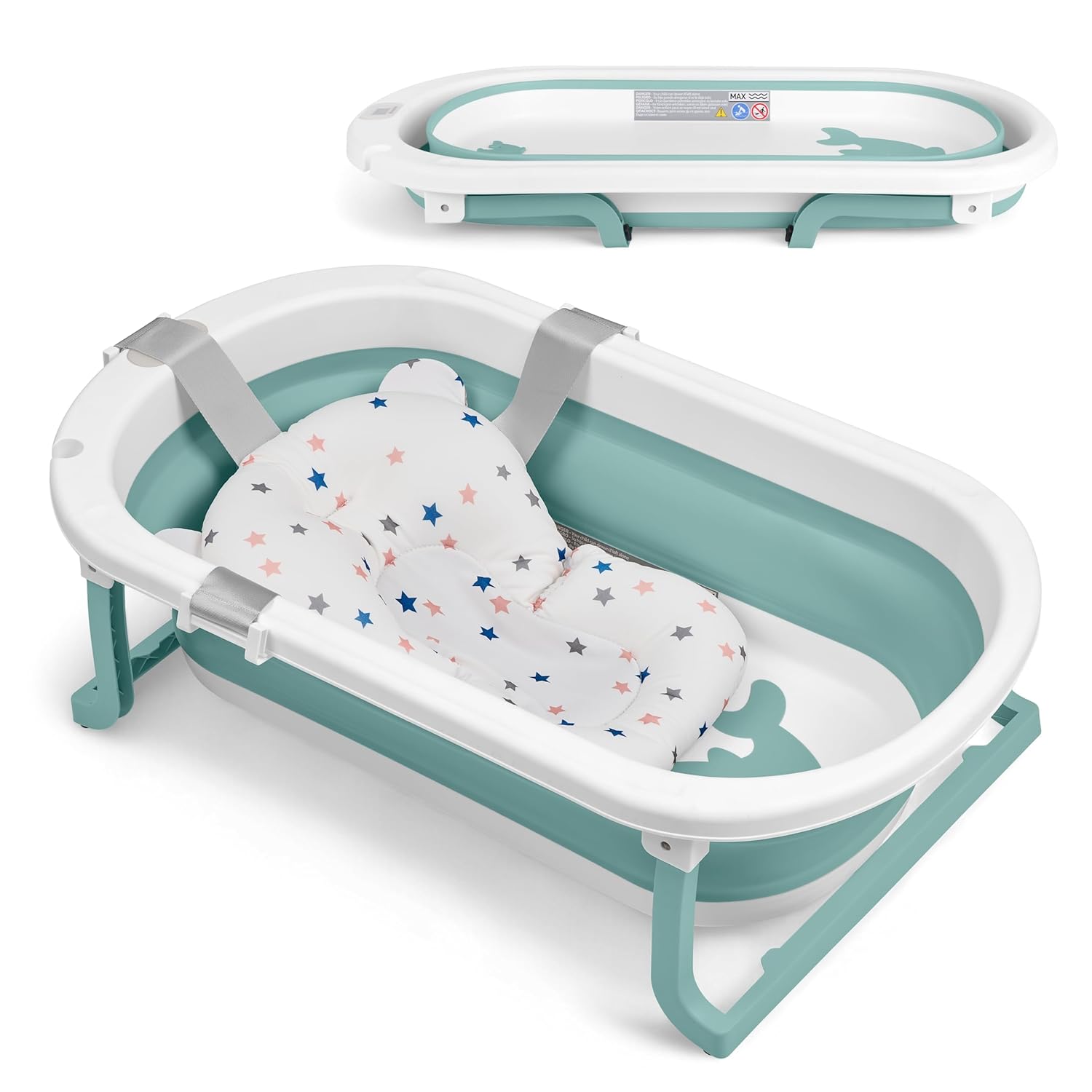 Detalle 2 de KikkaBoo Babybadewanne WILLY – faltbares Design, Temperaturanzeige & rutschfeste Füße