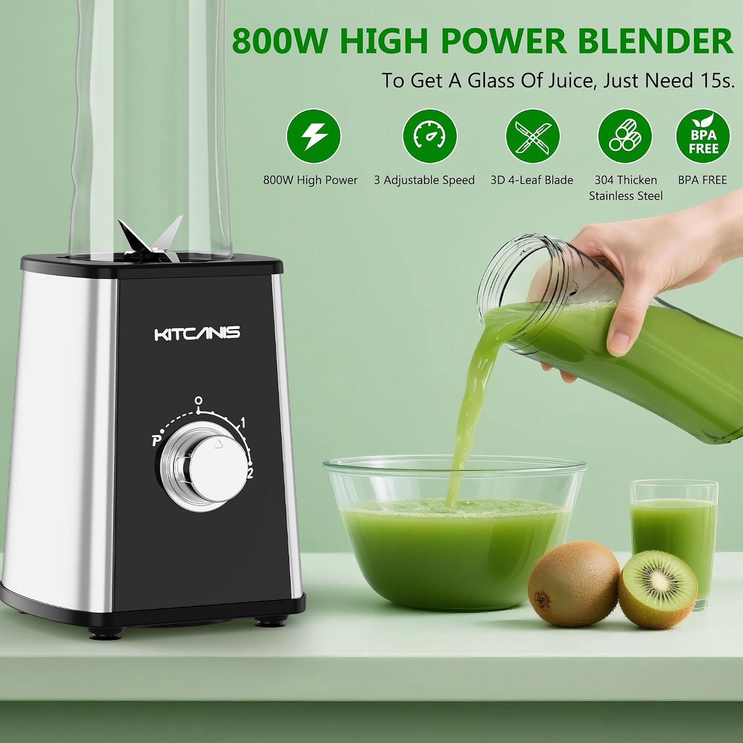 Thumbnail 2 de KITCANIS 800W Mixer Smoothie Maker