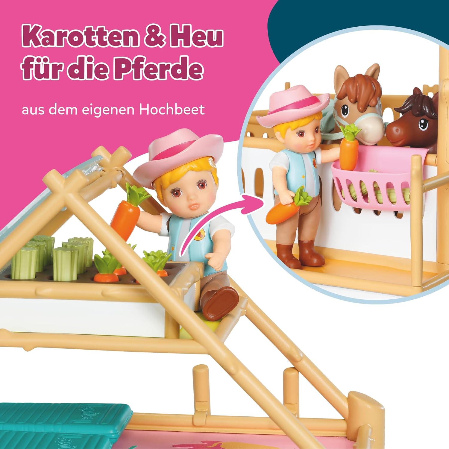 Thumbnail 4 de BABY born Minis Pferdestall-Spielset mit Mini Puppe Jo, 2 Pferden & Zubehör – für Rollenspiele ab 3 Jahren
