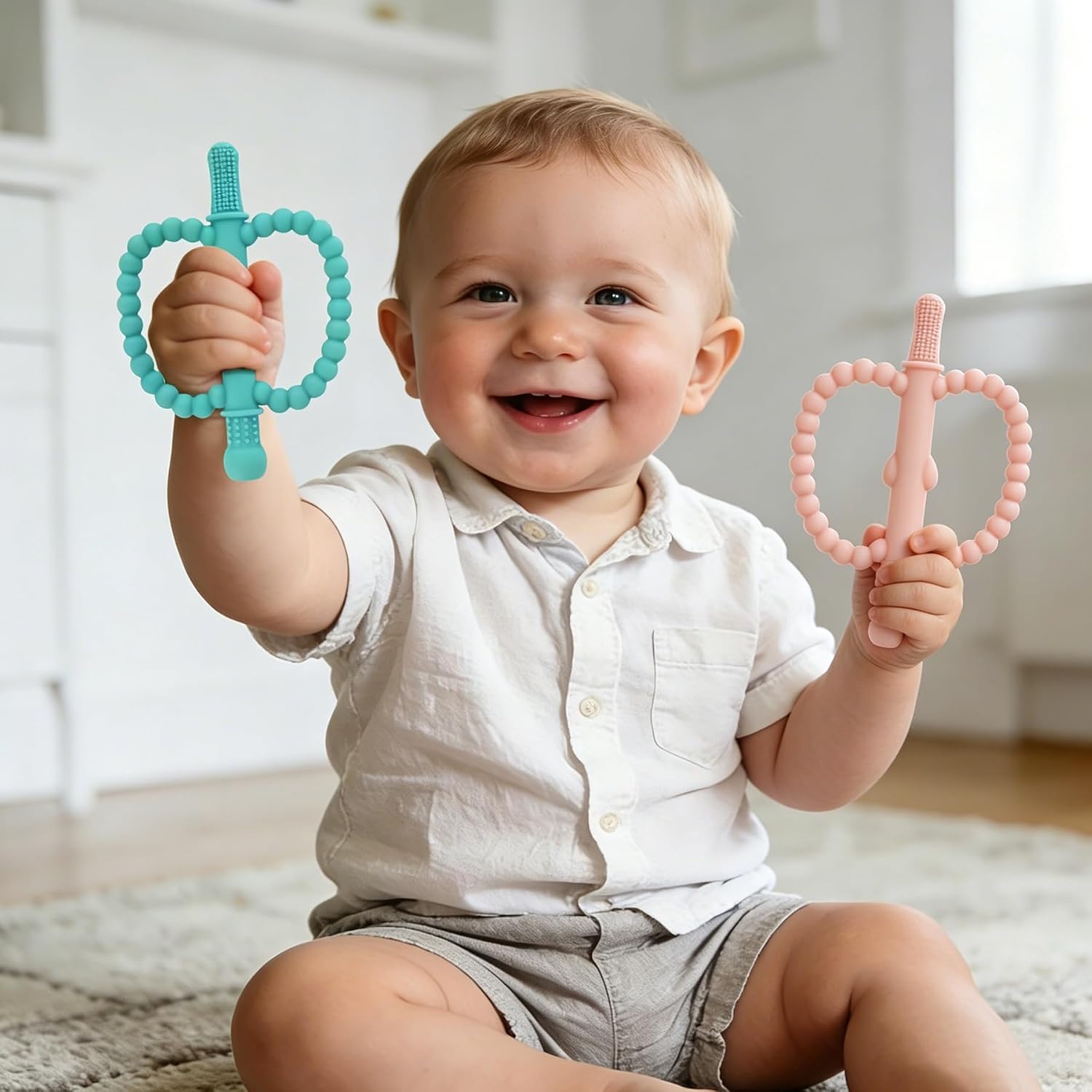Thumbnail 2 de Fu Store Hollow Teether Tube 5 Pack Apple Shape Silicone Teethers
