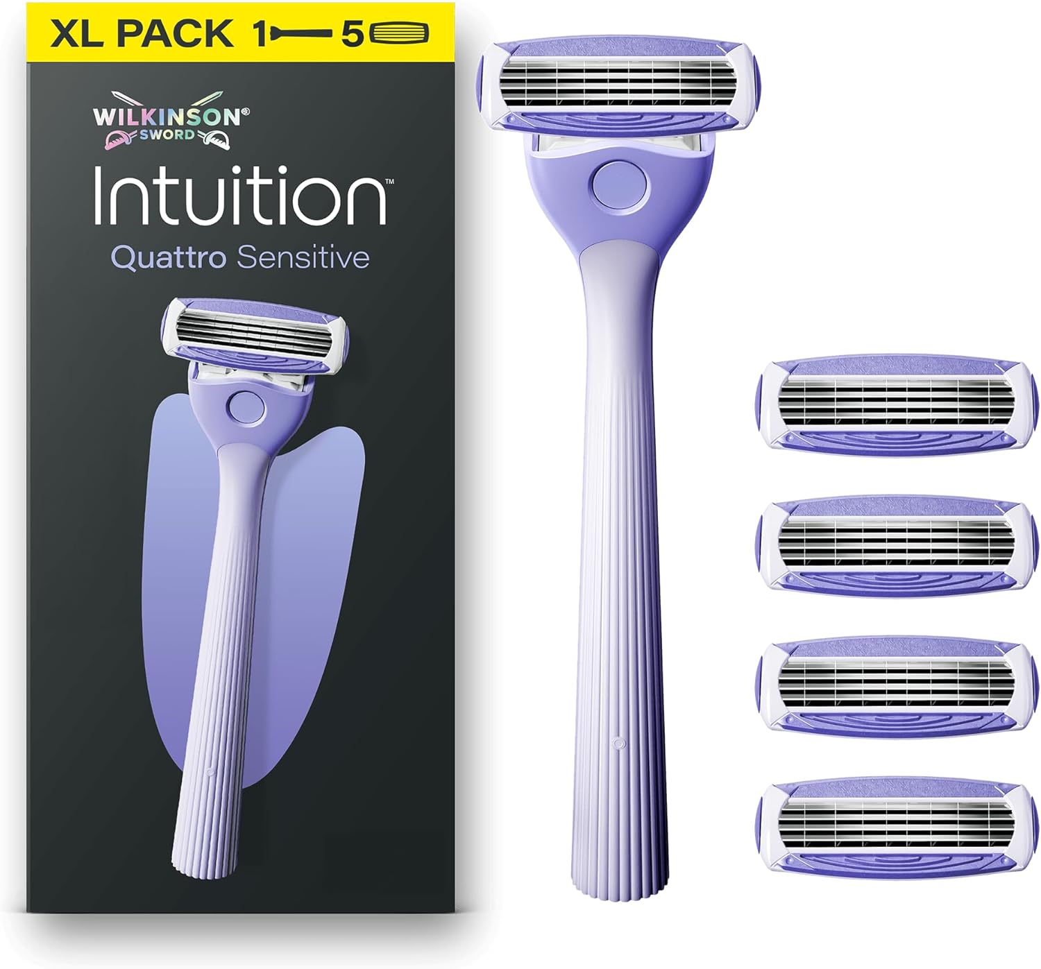 Detalle de Wilkinson Sword Intuition Quattro pelli sensibili – Starter con manico e 5 ricariche