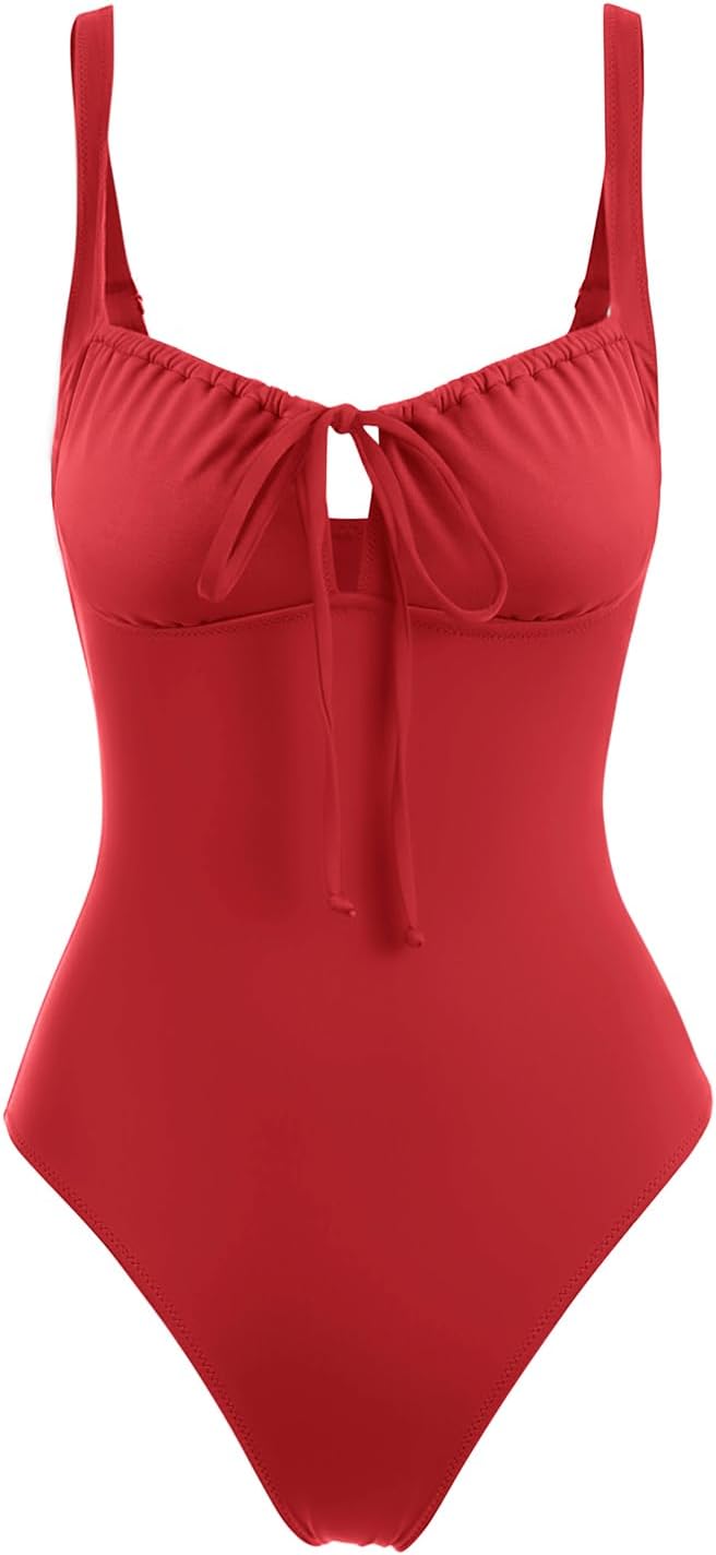 Thumbnail 5 de LASLULU Women One Piece Swimsuit with Cutout Tie Push-Up — Slimming, Adjustable Straps