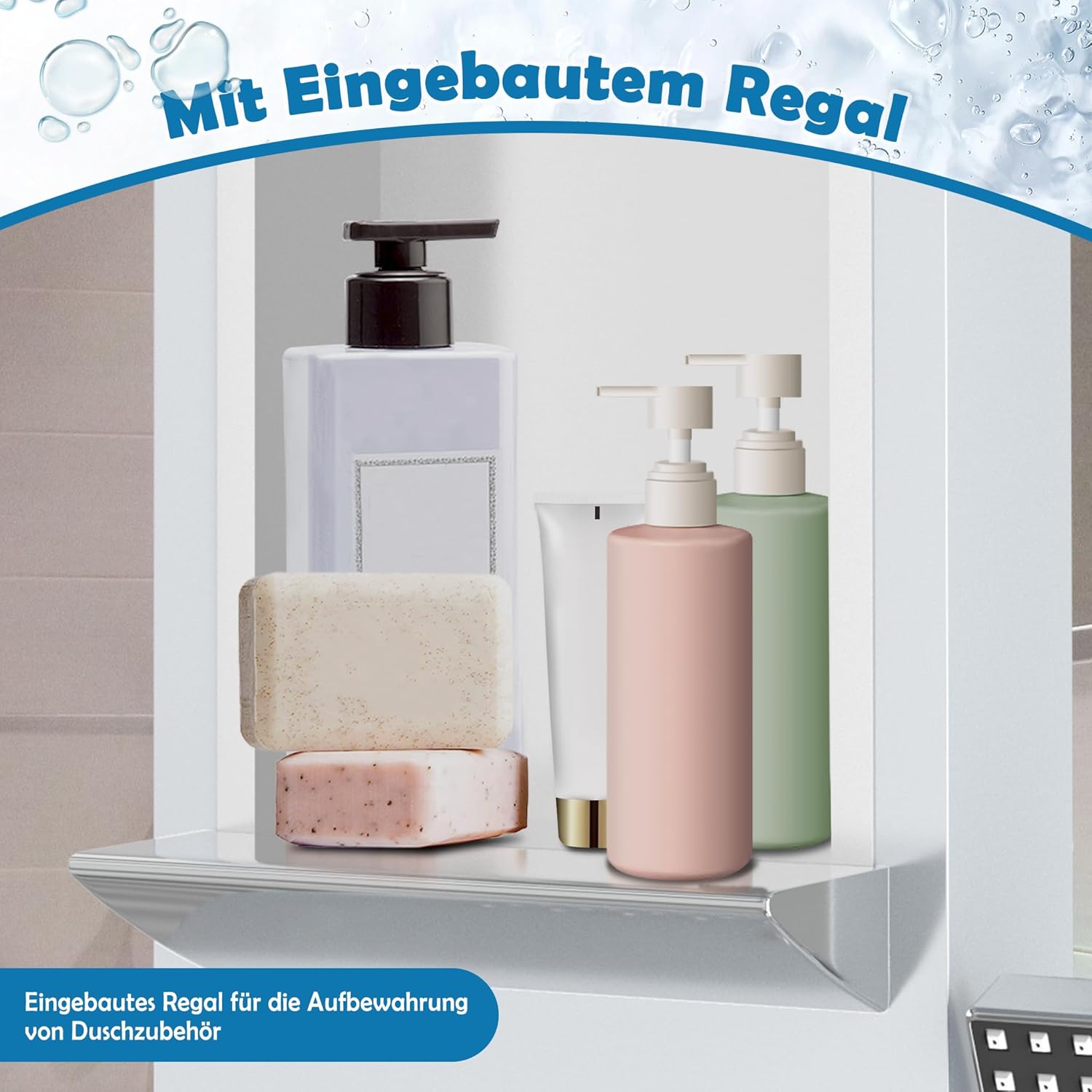 Thumbnail 4 de Froadp Kit Doccia a Pioggia in Acciaio Inox, 5 Funzioni, Montaggio a Parete – Set Doccia Completo (Bianco)