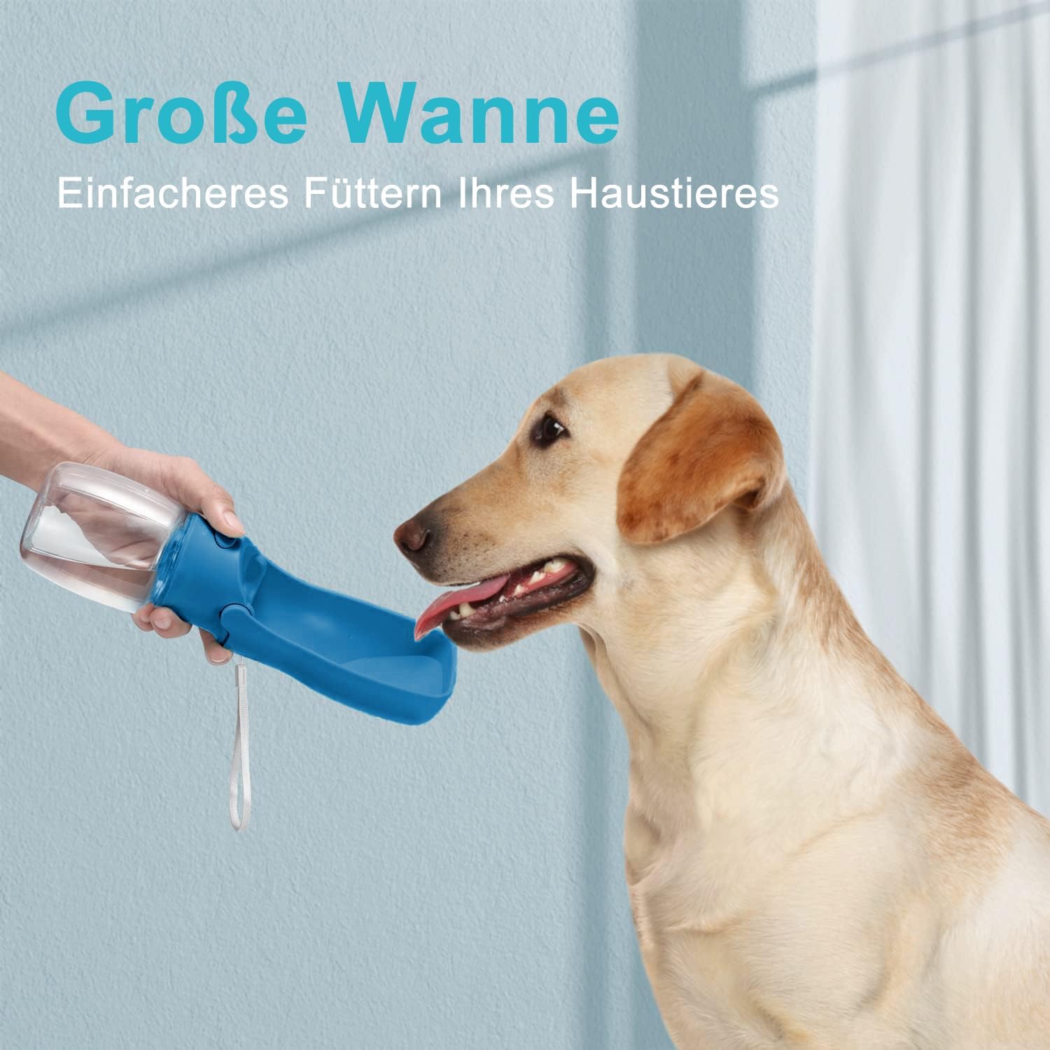 Detalle 2 de Hundetrinkflasche 350 ml Dunkelblau für unterwegs