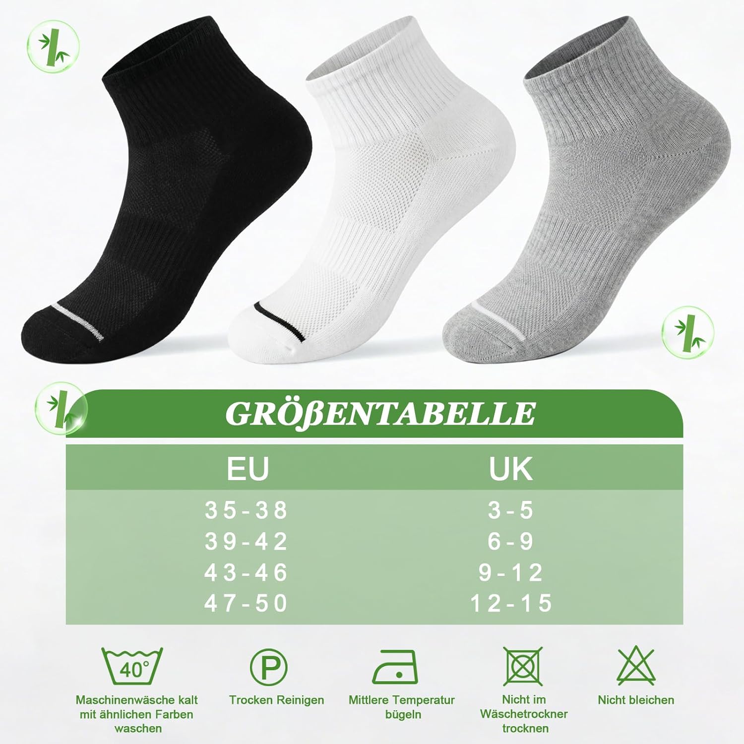 Thumbnail 6 de Quoboquo Chaussettes en bambou pour homme — noire, respirantes et anti-odeur (39–42 / 43–46) — pack 6