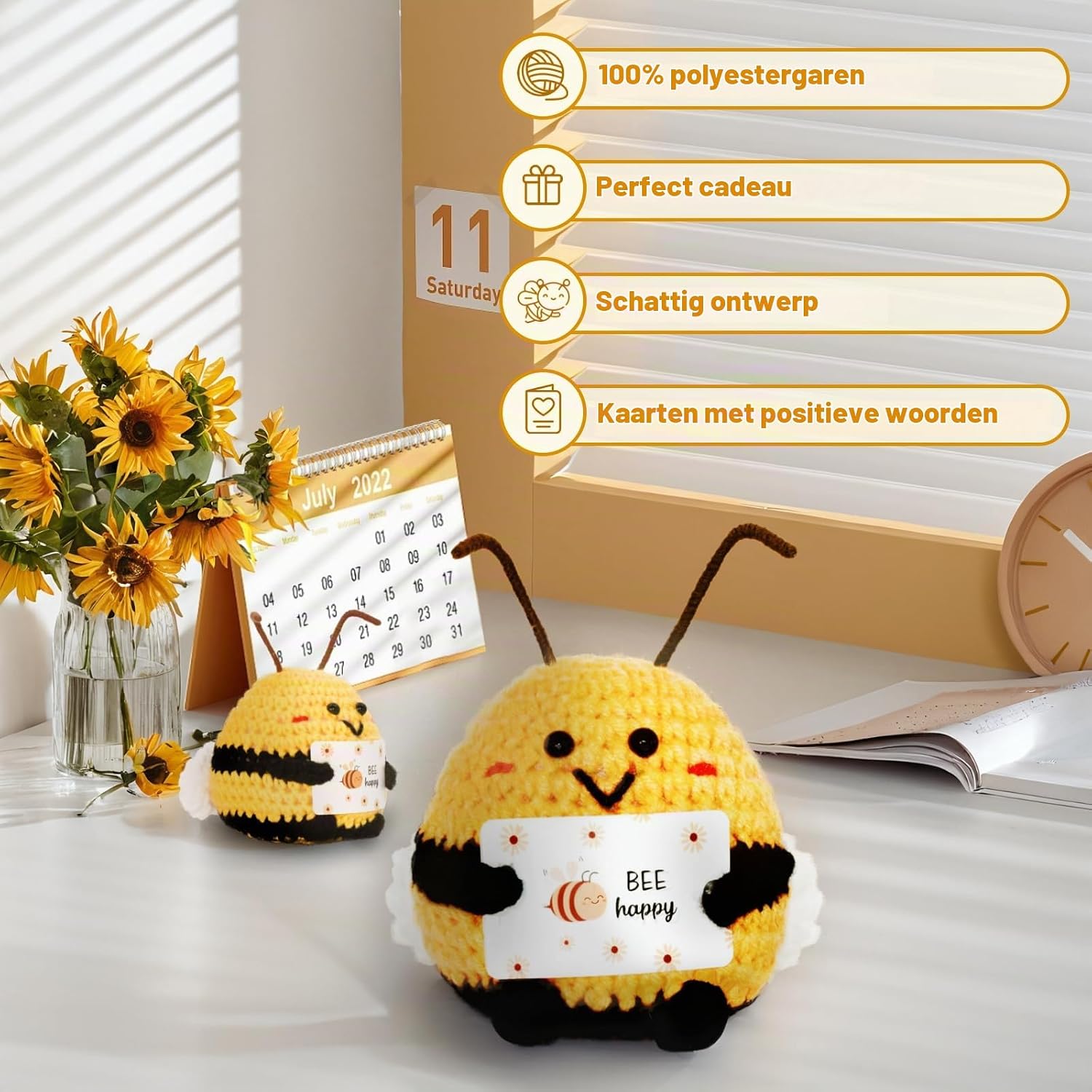 Detalle de DealKits Pocket Hug Biene gehaakte bij, 8 cm met BEE happy-kaartje