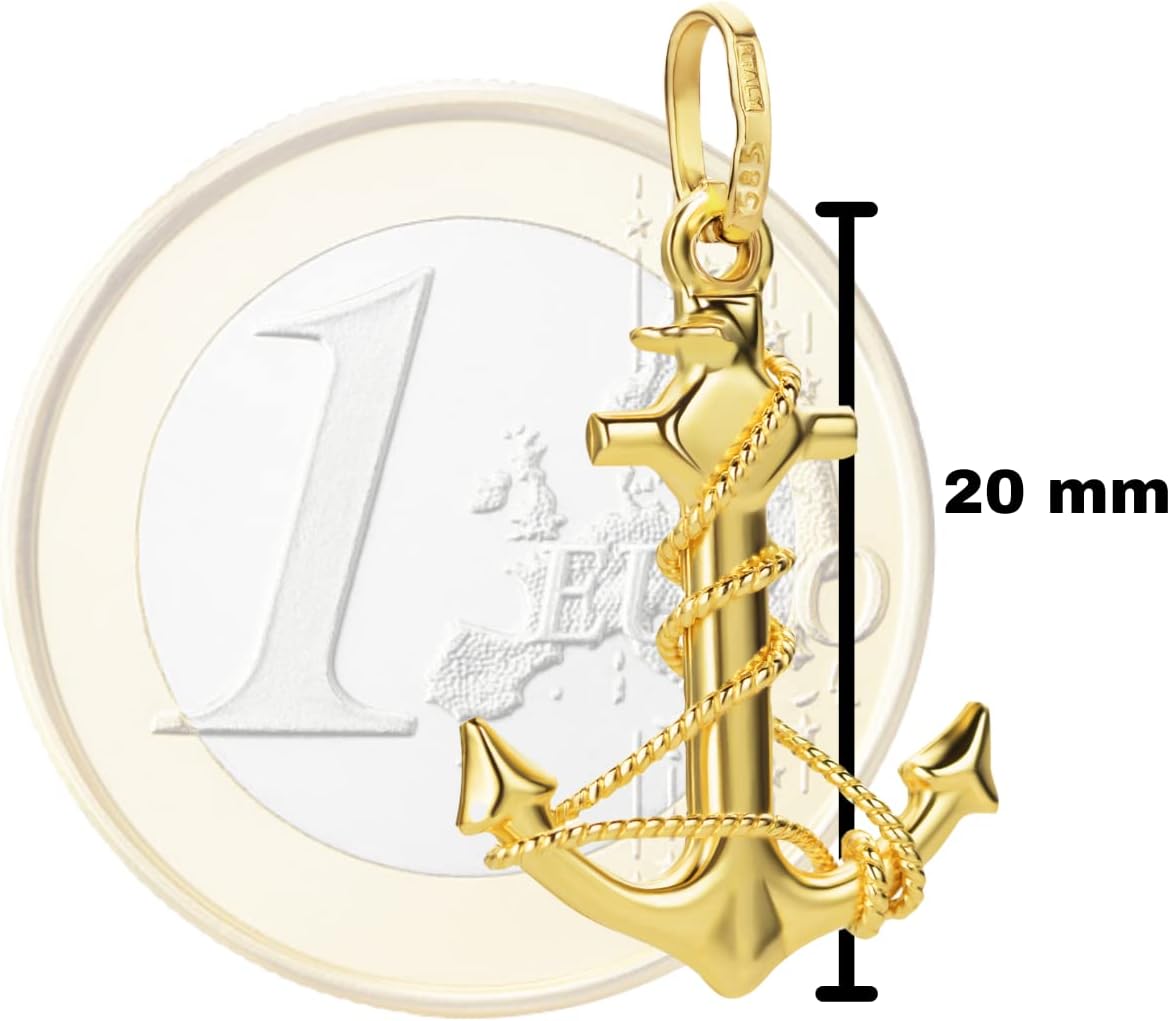 Thumbnail 2 de Ciondolo con motivo a forma di ancora e corda in oro giallo 585 (14 kt) – 20 x 13 mm, peso 1,15 g