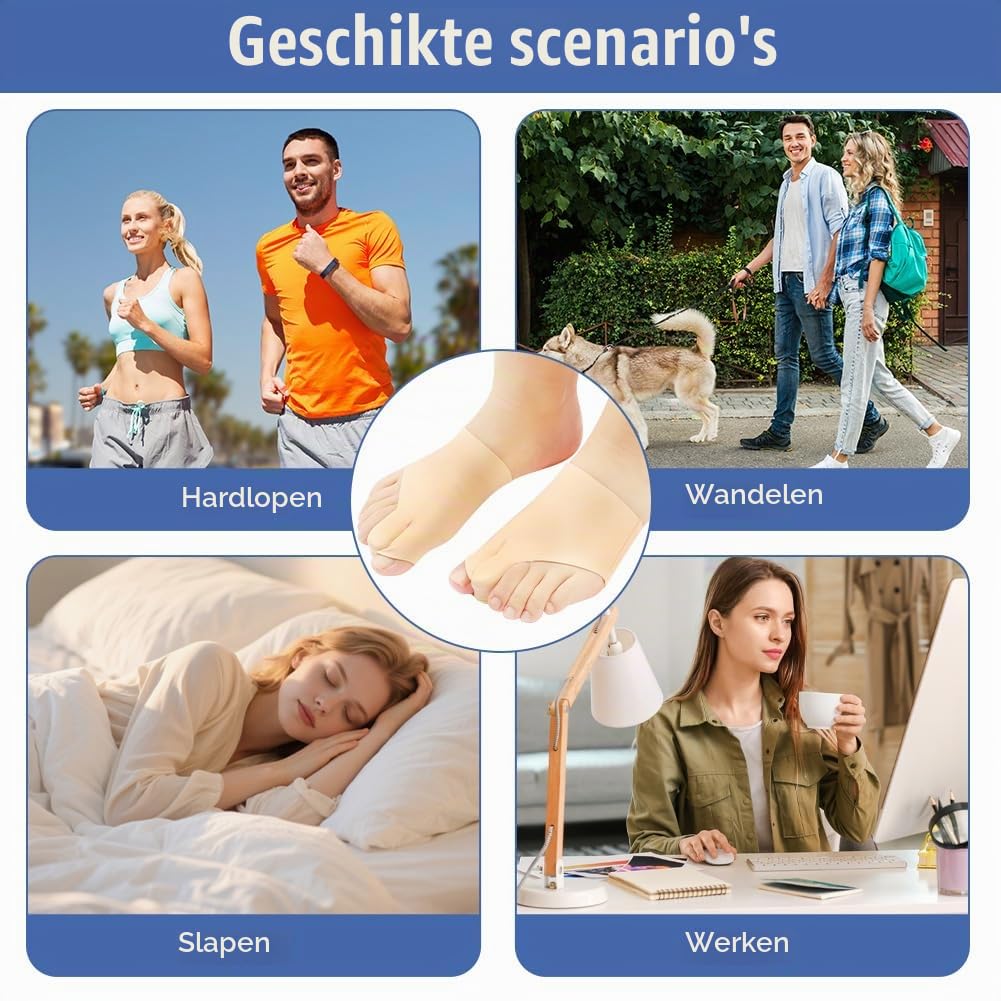 Detalle 2 de AOOSA Hallux-valgussokken met siliconen pads, herbruikbaar en huidkleurig