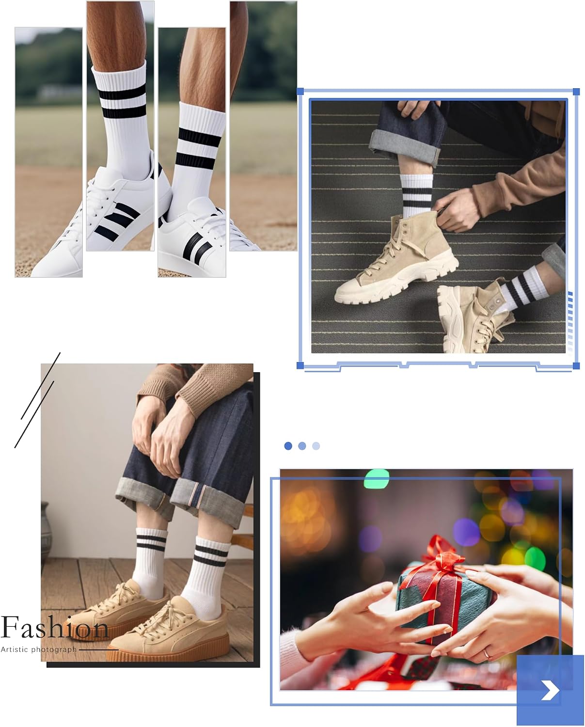 Thumbnail 5 de YUWELL Womens Striped Crew Socks 4-pack