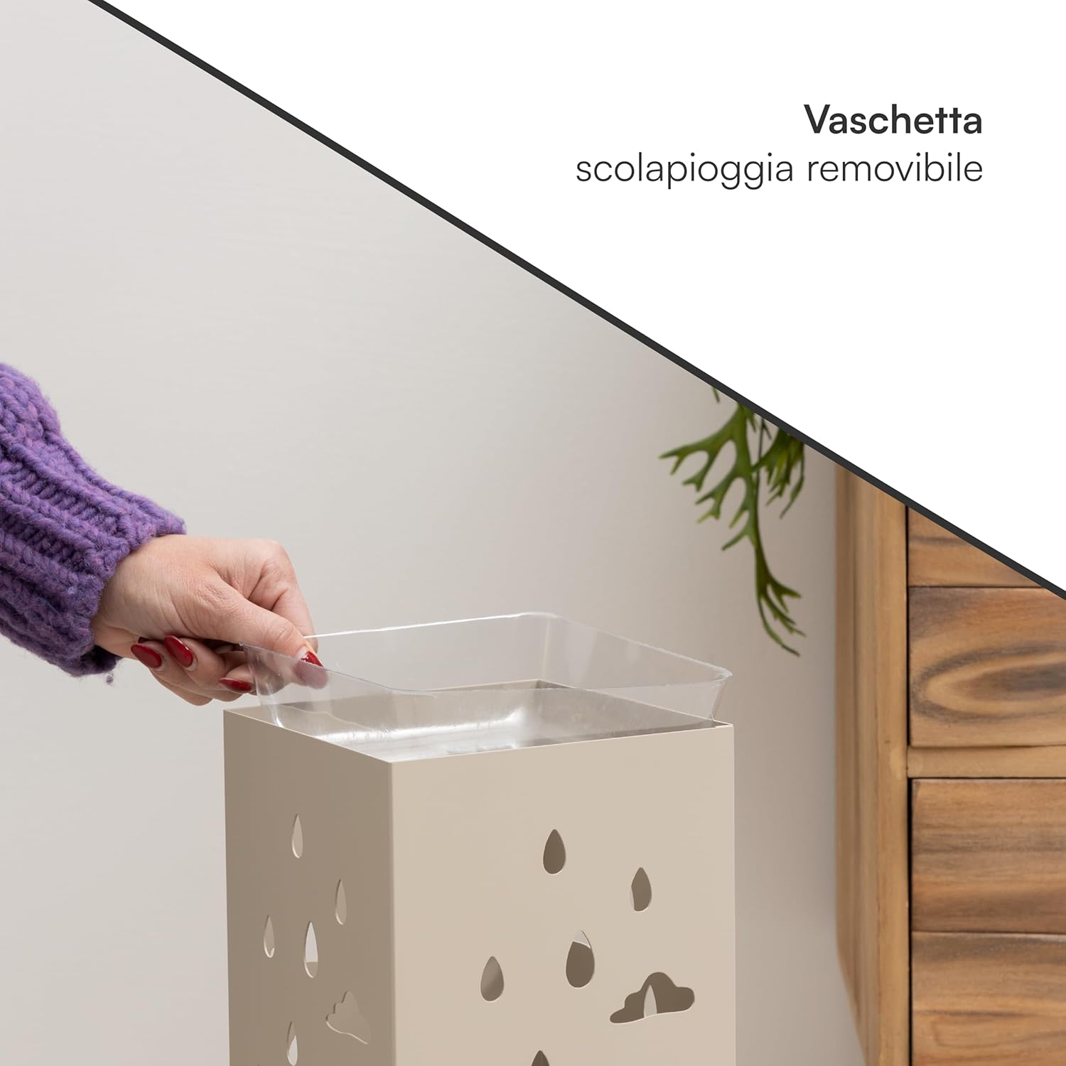 Thumbnail 5 de Baroni Home Portaombrelli Design Moderno in Metallo Tortora con Gatto e Vaschetta Scolapioggia rimovibile