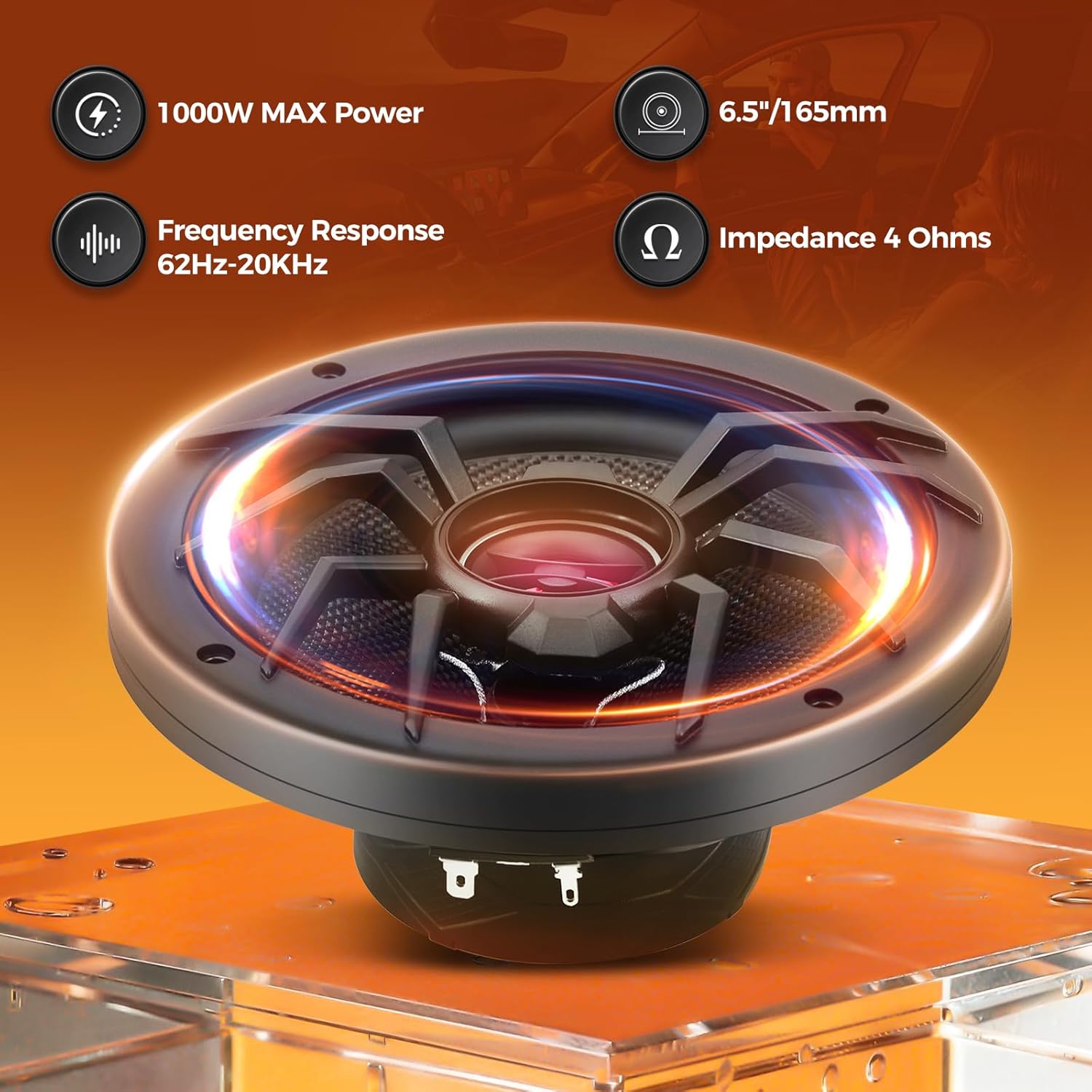 Detalle de CLES ZYZ 6.5" Coaxial Car Speakers: 250W RMS Upgrade with 1000W Peak Power