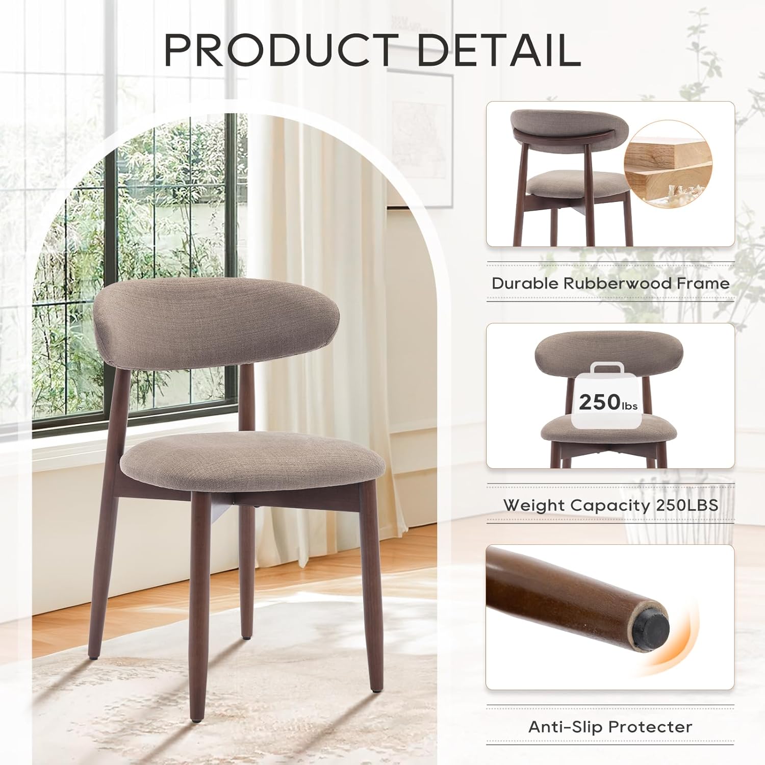 Detalle 2 de COLAMY dining chairs set with 125 kg