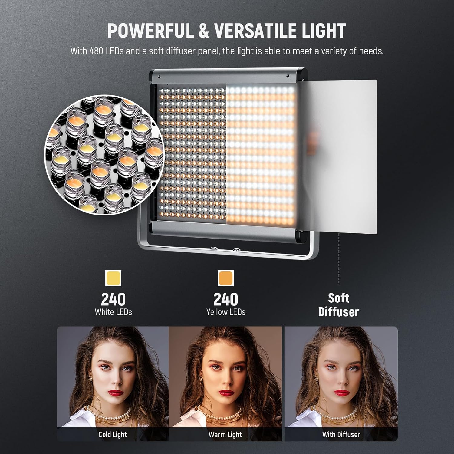 Thumbnail 2 de Neewer 480 LED Bi‑Color Video Light Kit 5600K