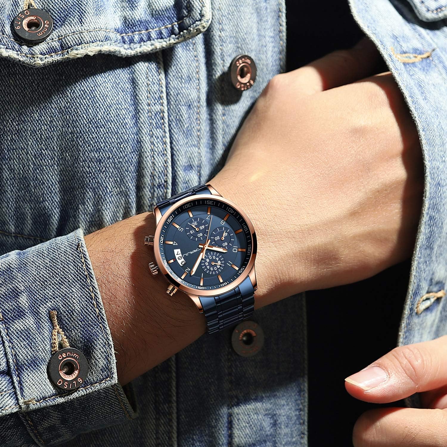 Thumbnail 4 de CRRJU Herren Chronographenuhr 30 m wasserdicht
