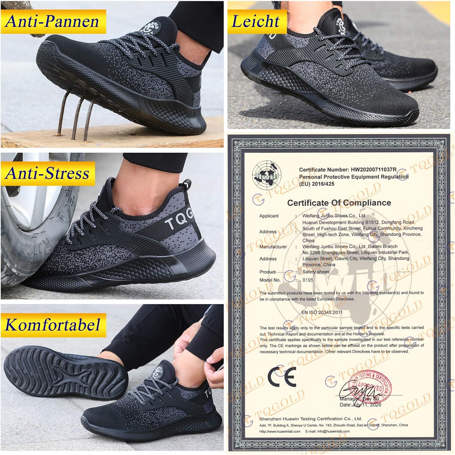 Detalle 2 de AONETIGER Sicherheitsschuhe Unisex Leicht