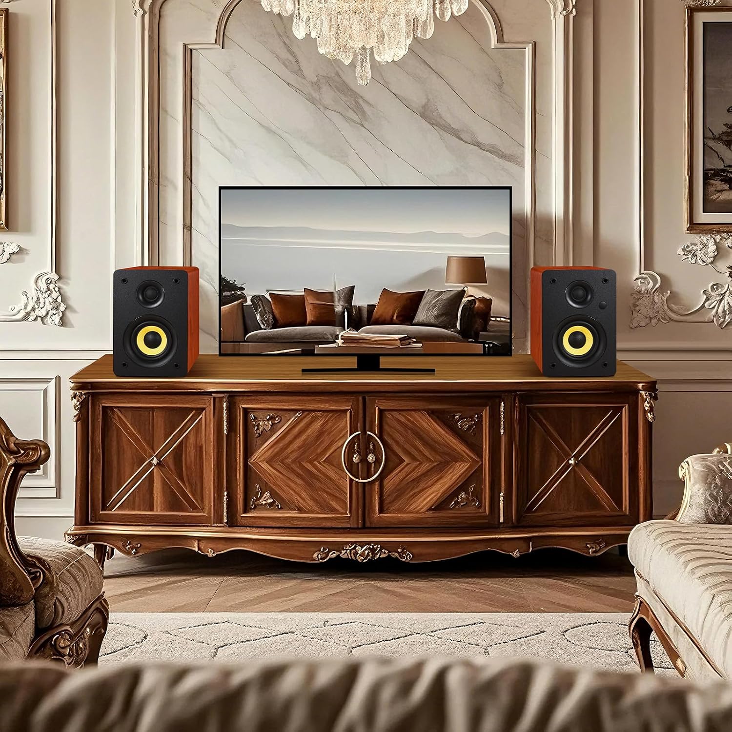 Detalle 2 de Sanyun SW206 80W Active Dual-Mode Bookshelf Speakers