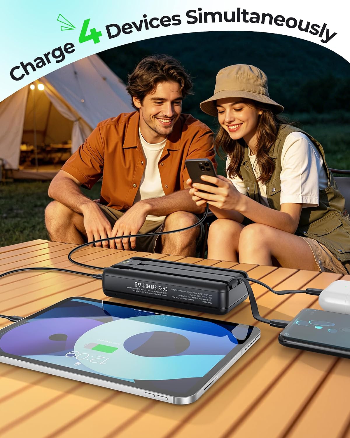 Detalle de Power Bank 27000mAh with PD20W and Built-in Cables