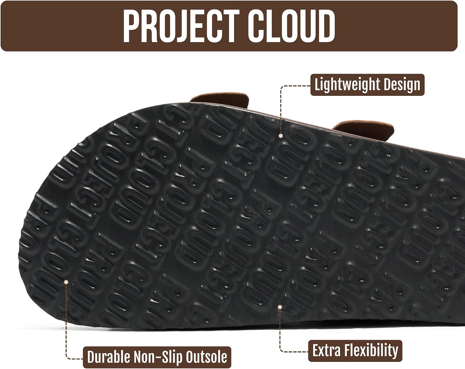 Detalle de Project Cloud Heritage Men's Sandals: 100% Genuine Leather, Memory Foam Insole