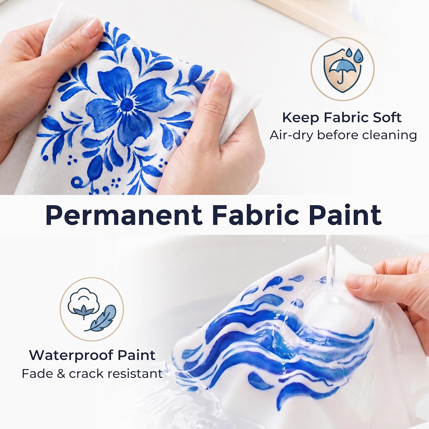 Detalle de Nicpro Gold Fabric Paint (8.45 oz / 250 ml) – Permanent, soft non-toxic textile paint for DIY crafts