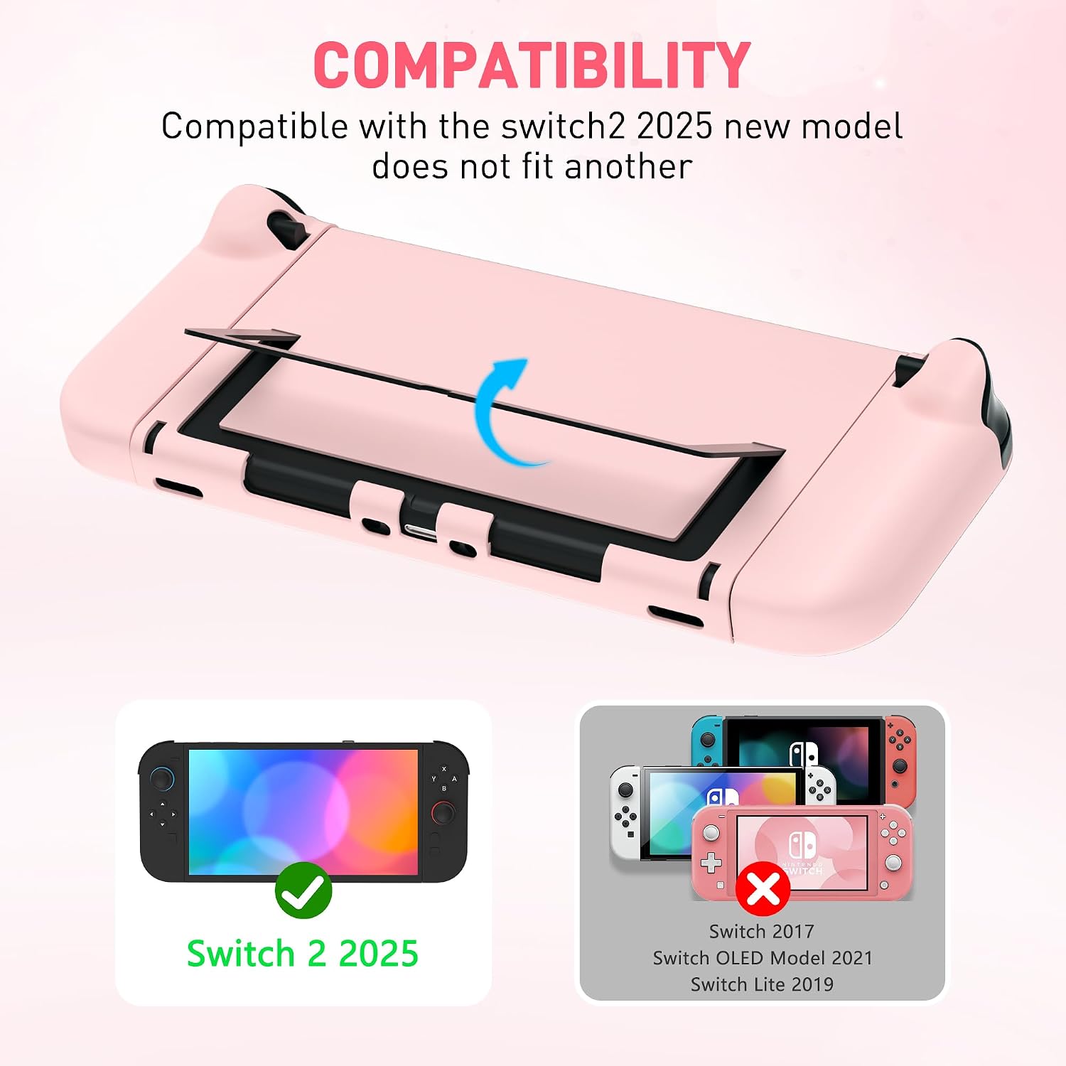 Detalle 2 de GLDRAM 01 Pink Hard-Shell Case for Nintendo Switch 2, Dockable Design