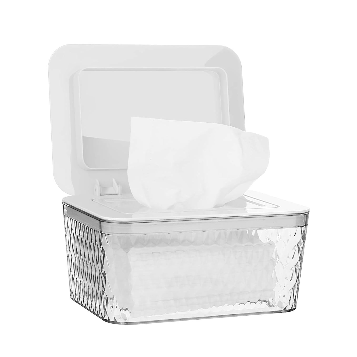 Detalle de Whiidoom Wipes Dispenser, White Clear-View Holder with One-Handed Access
