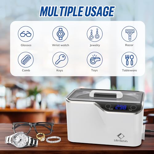 Thumbnail 5 de LifeBasis CDS-100 Ultrasonic Cleaner: 600ML Jewellery Cleaner with 48KHz Power for Jewellery, Glass, Watches and More
