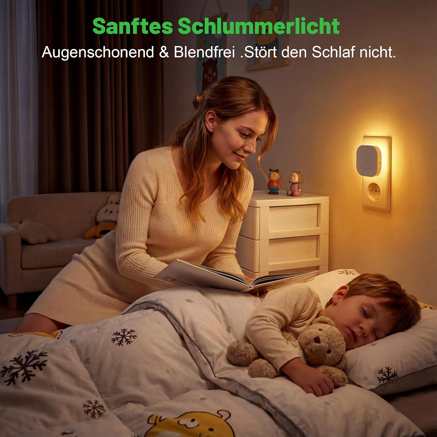 Thumbnail 1 de daphomeu Nachtlicht Steckdose mit Bewegungssensor und Dämmerungssensor – 2er-Set in Bernstein
