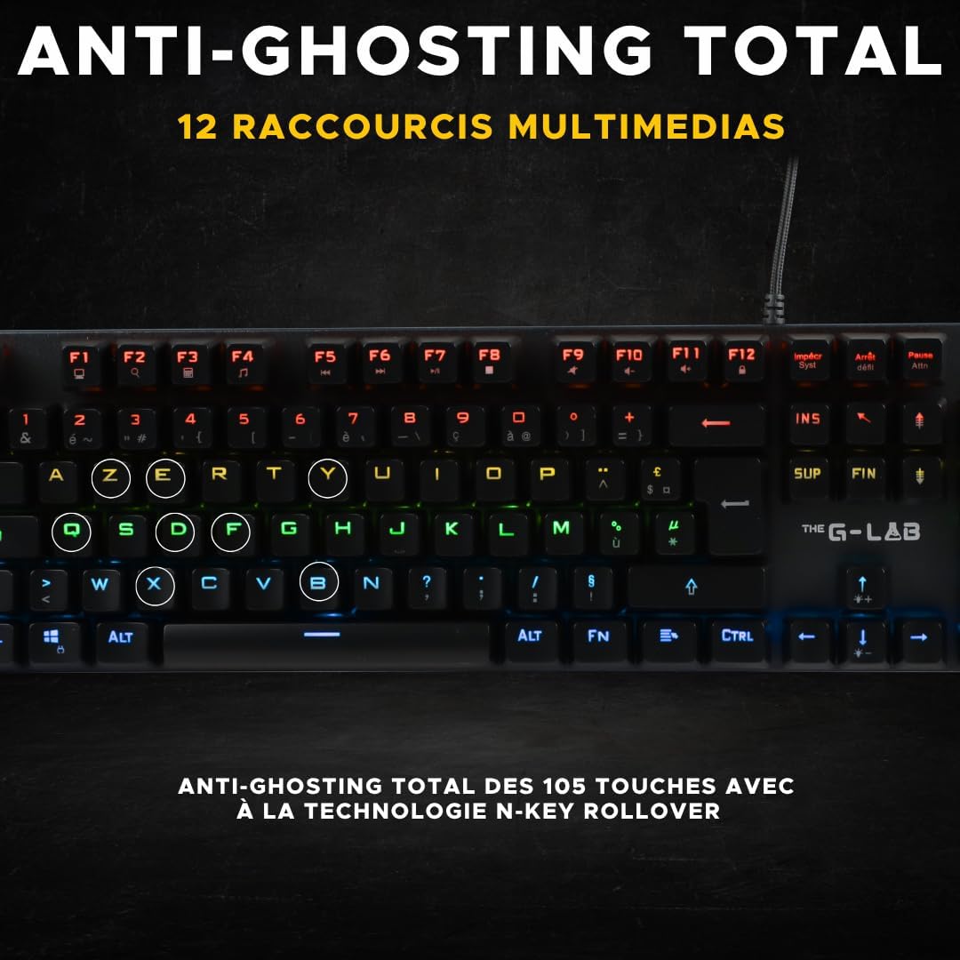 Detalle de THE G-LAB KEYZ-CARBON-EX/FR – klawiatura mechaniczna AZERTY RGB