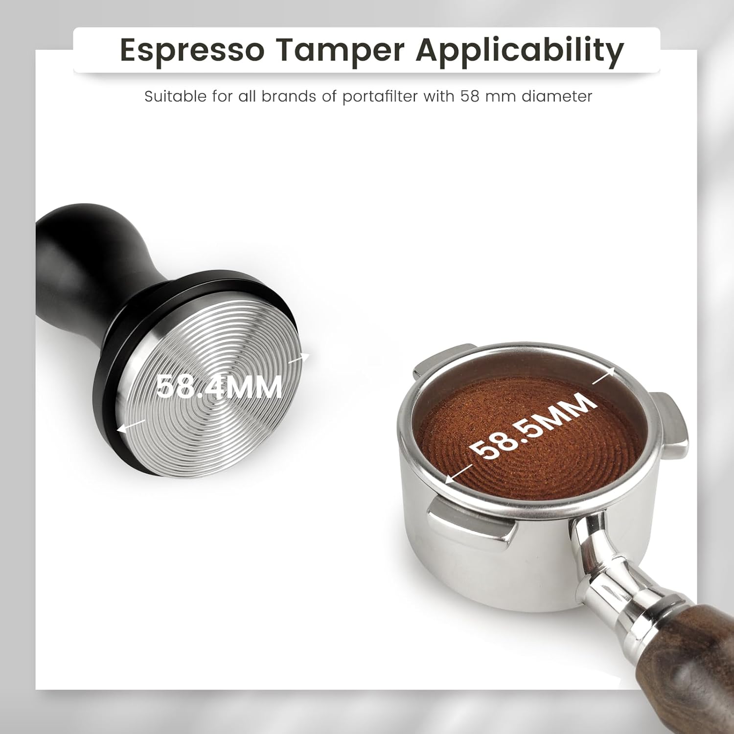 Detalle 2 de HOLIHOKY 58mm Tamper – 30lb Calibrated Constant Pressure Self-Leveling Espresso Tamper