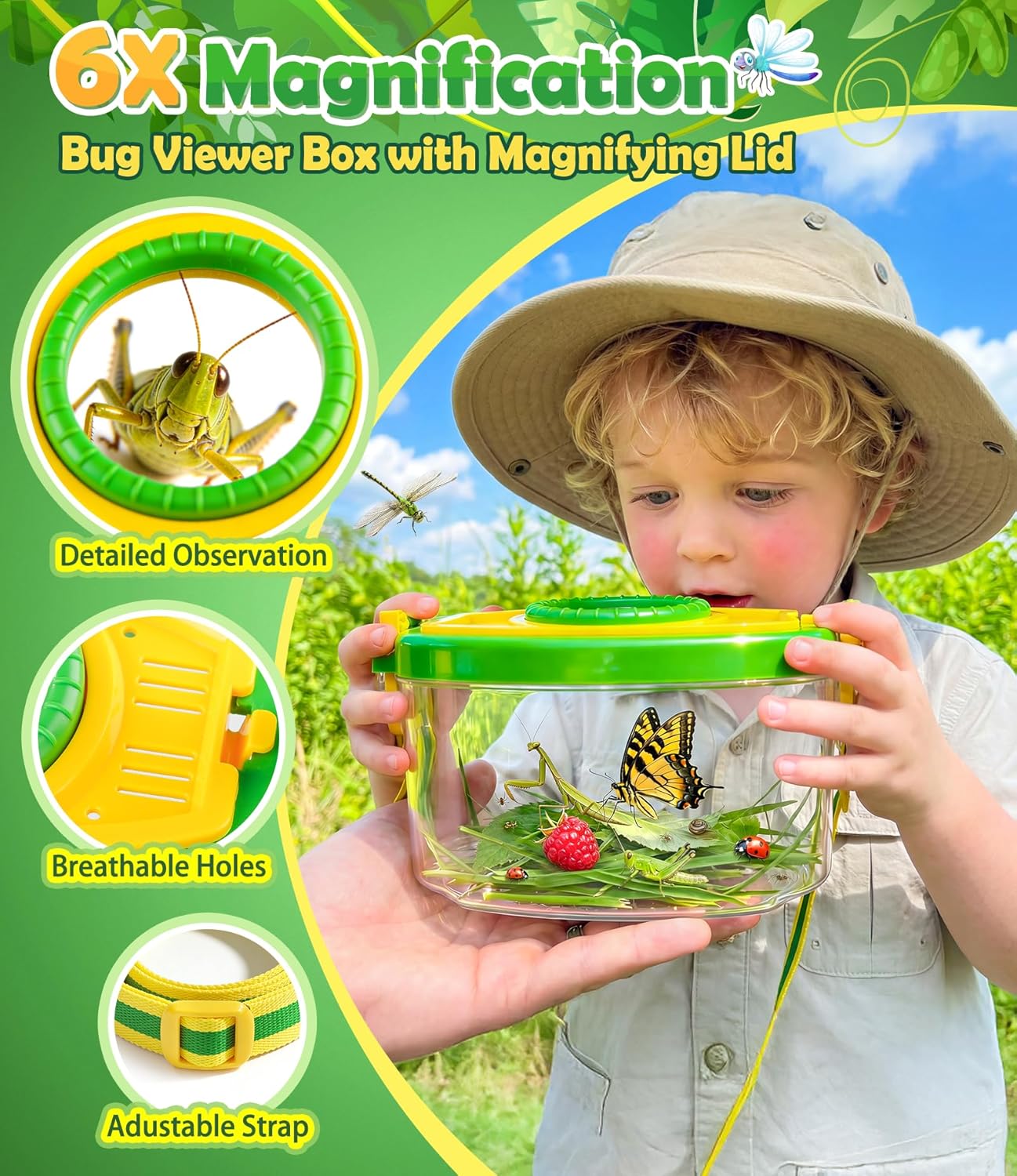 Thumbnail 2 de SOLIEHOO Bug Catcher Kit for Kids (3-12): 17W Vacuum, Magnifier Box, Net, Tweezers & LED Light