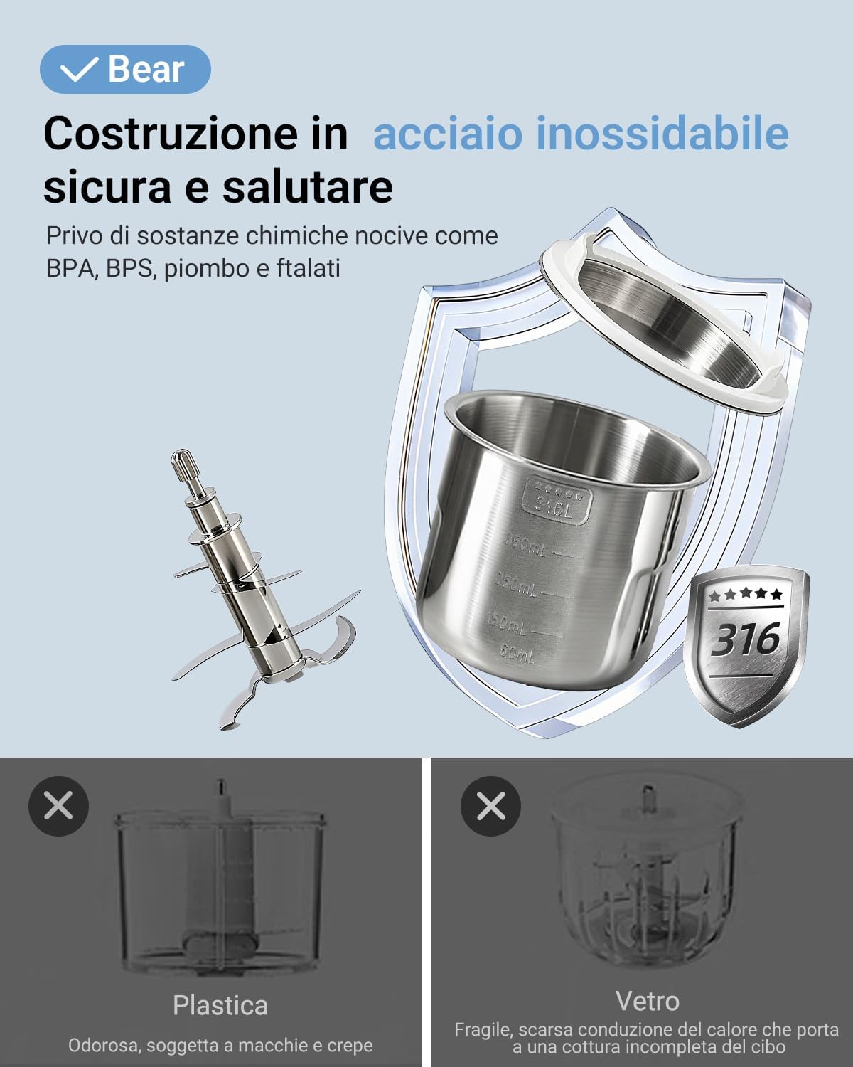 Detalle de Bear NutriEase AllStage Omogeneizzatore 17x17x23,4 cm