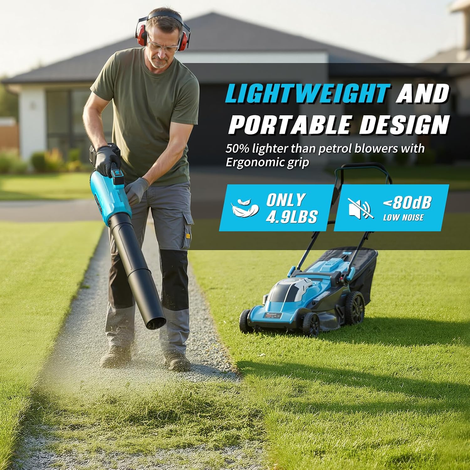 Thumbnail 4 de 20V Cordless Leaf Blower (2×4.0Ah batteries) — 260km/h & 450 CFM, 4.9 lbs lightweight
