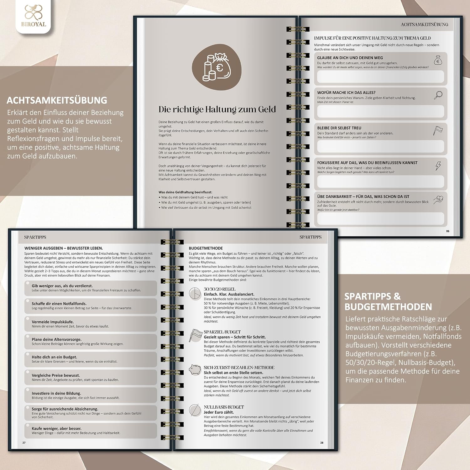 Detalle 2 de BIROYAL 12 Monate Budget Planner 2026 đź“’