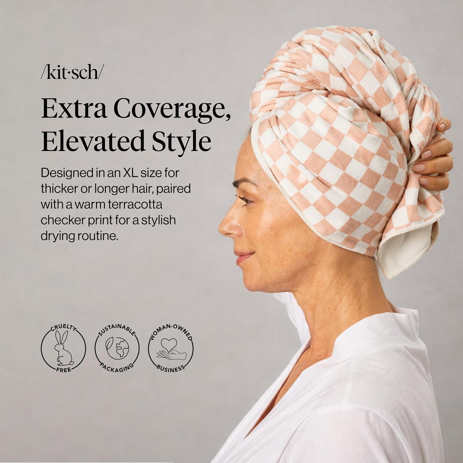 Detalle 2 de Kitsch XL microfiber hair towel wrap
