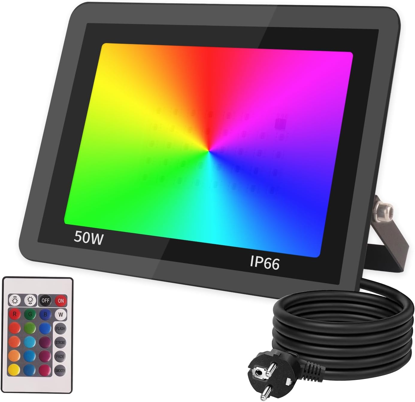 Detalle de JBdusn LED-RGB RGB-ledschijnwerper 50 W, IP66, 16 kleuren