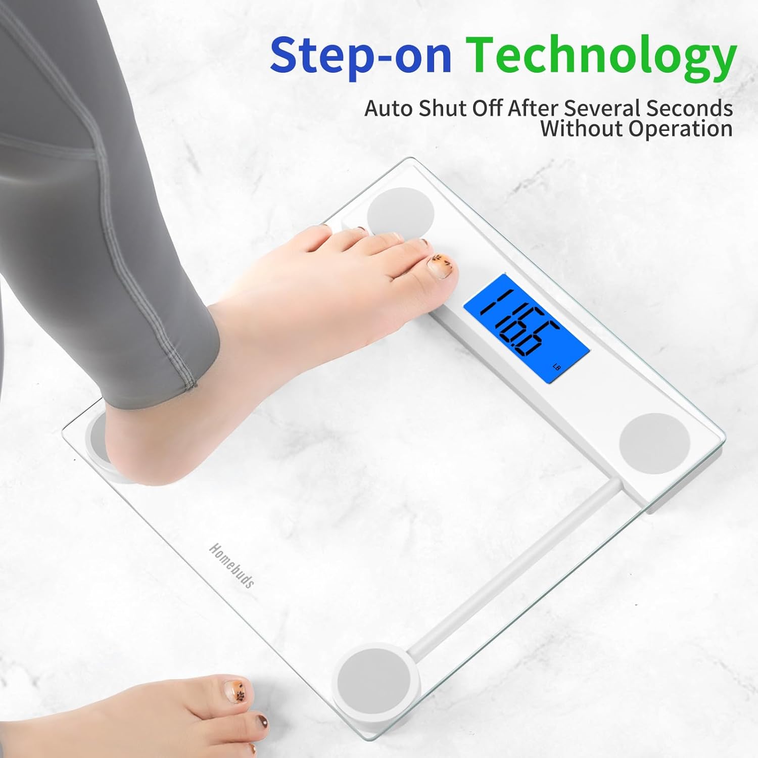 Thumbnail 1 de Homebuds Bathroom Scales for Body Weight – High Precision with Blue Backlit Display (4 00 lb / 182 kg)