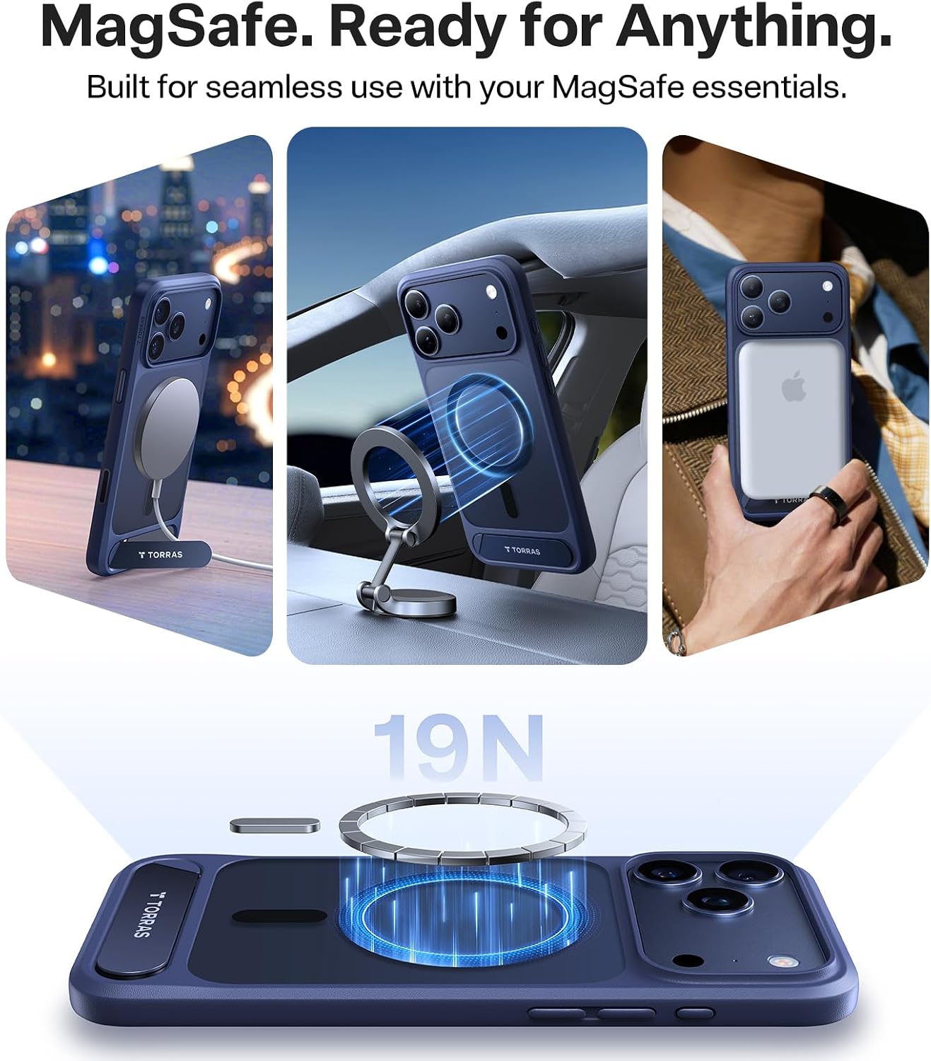 Detalle de TORRAS OStand L1 iPhone 17 Pro case 12FT navy