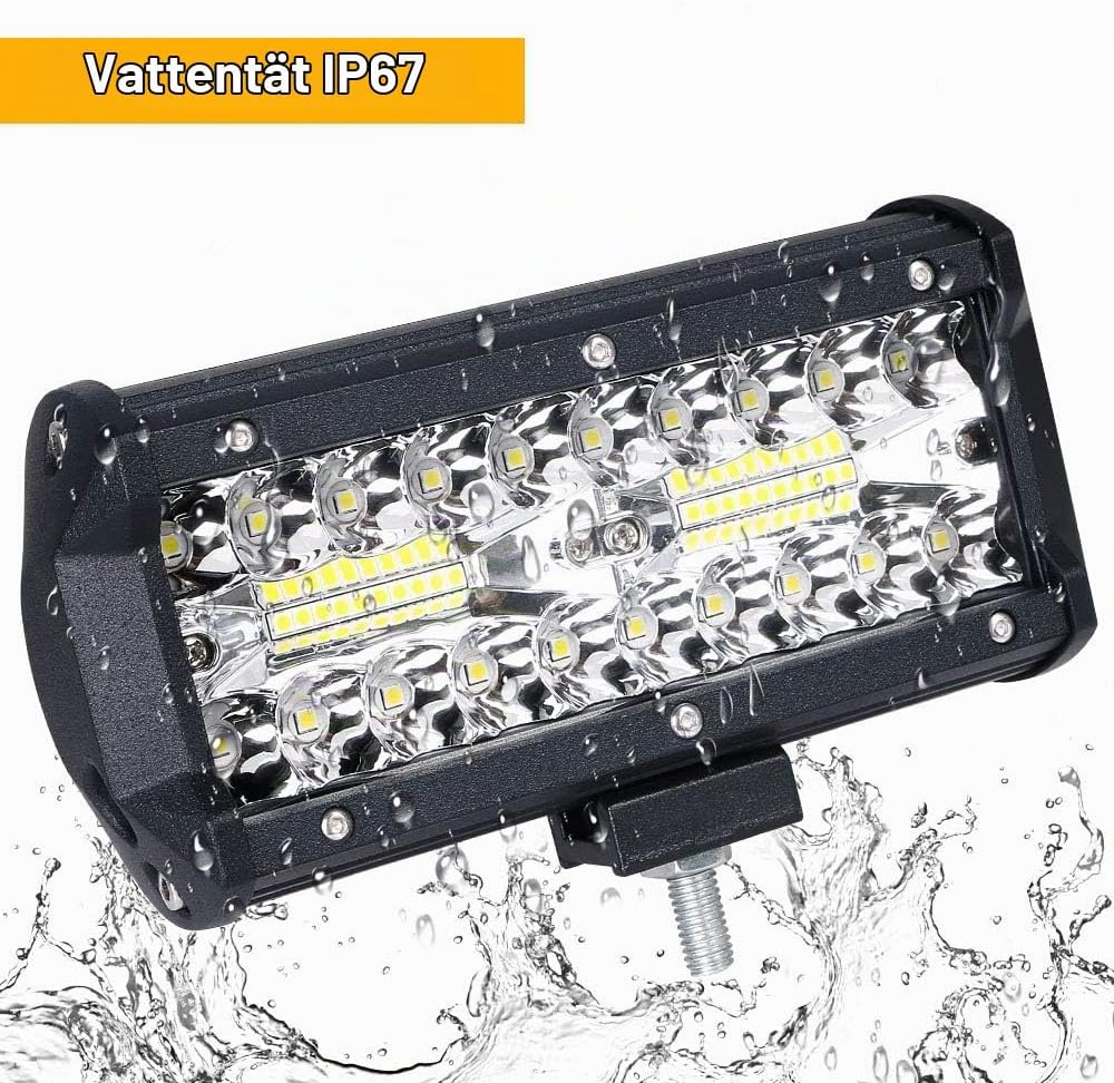 Detalle 2 de URAQT LED-arbetsljus, 7 tum, 120 W, 6000 K, IP65, 2-pack