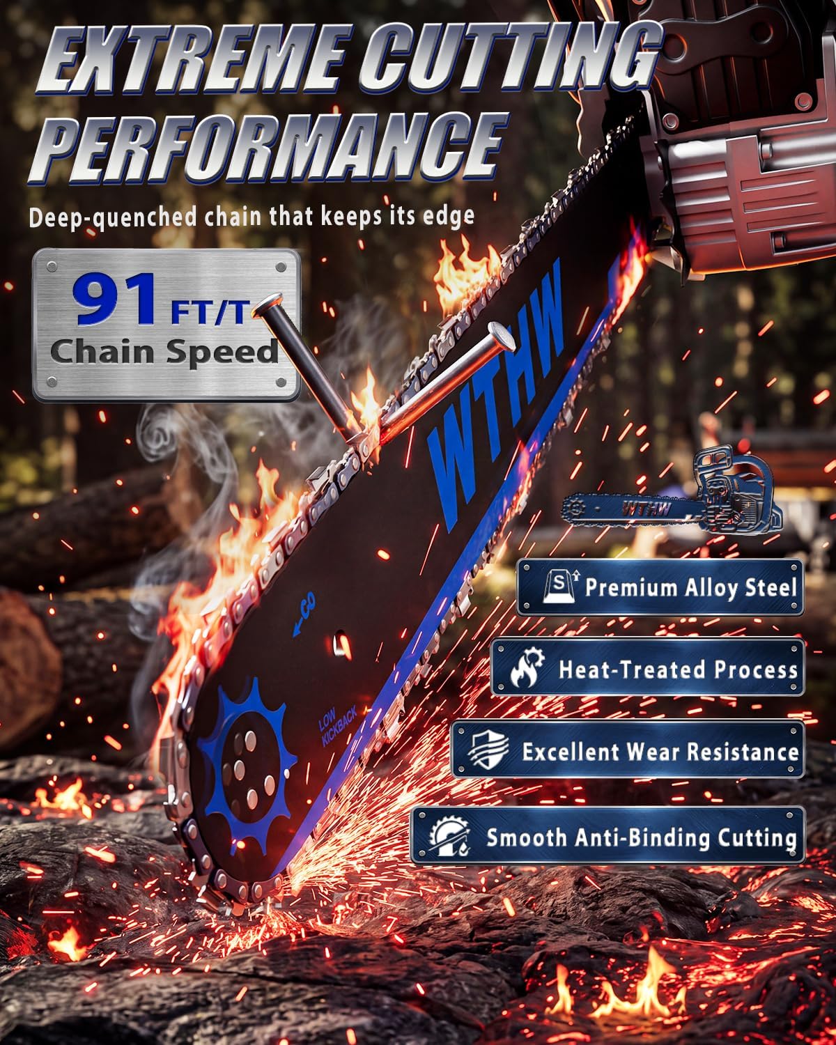 Thumbnail 6 de WTHW Gas Chainsaw, 58 cc