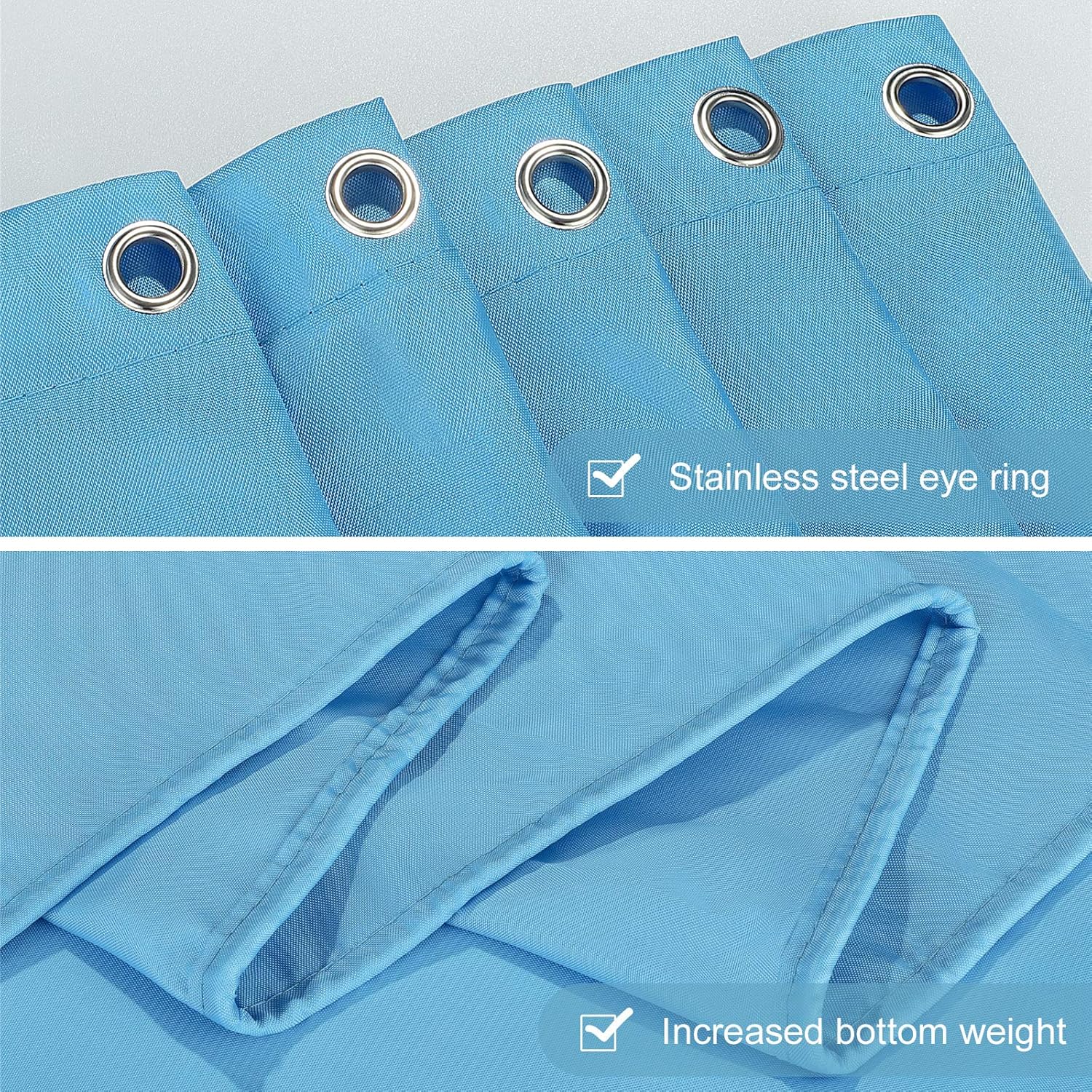 Detalle de Furlinic tenda doccia angolare anti-muffa in poliestere azzurro 120x180 cm con 8 ganci e anello rinforzato
