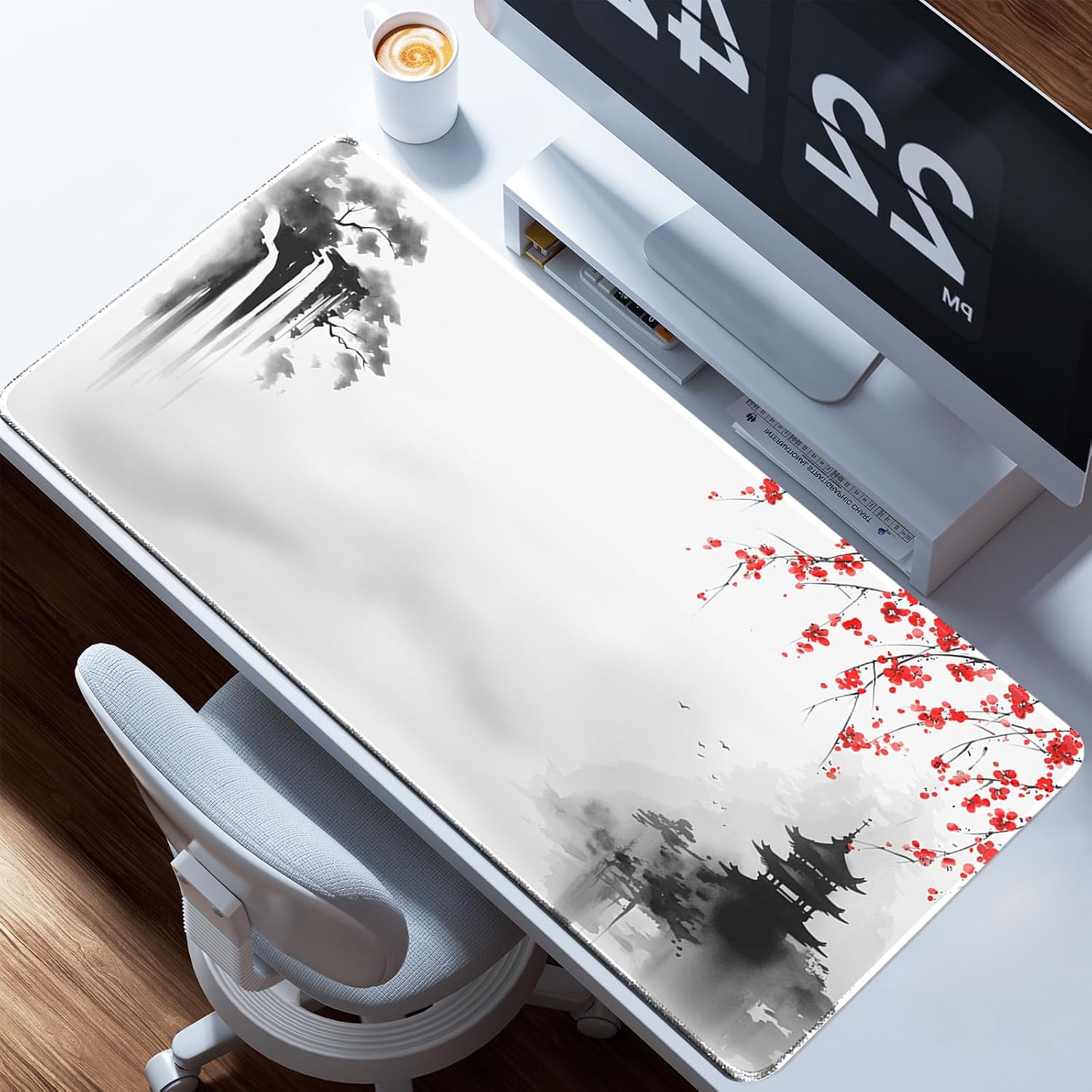 Detalle 2 de Giecy Tapis de souris gaming XXL 800 x 300 mm « Cascade Zen » avec base antidérapante