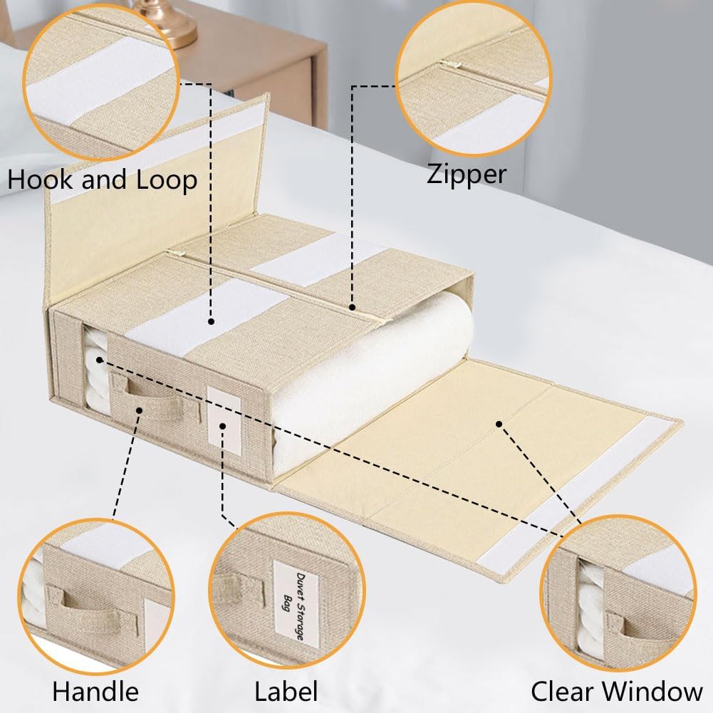 Detalle de WANGIRL SNH-1 set van 6 opvouwbare lakenorganizers met rits, beige