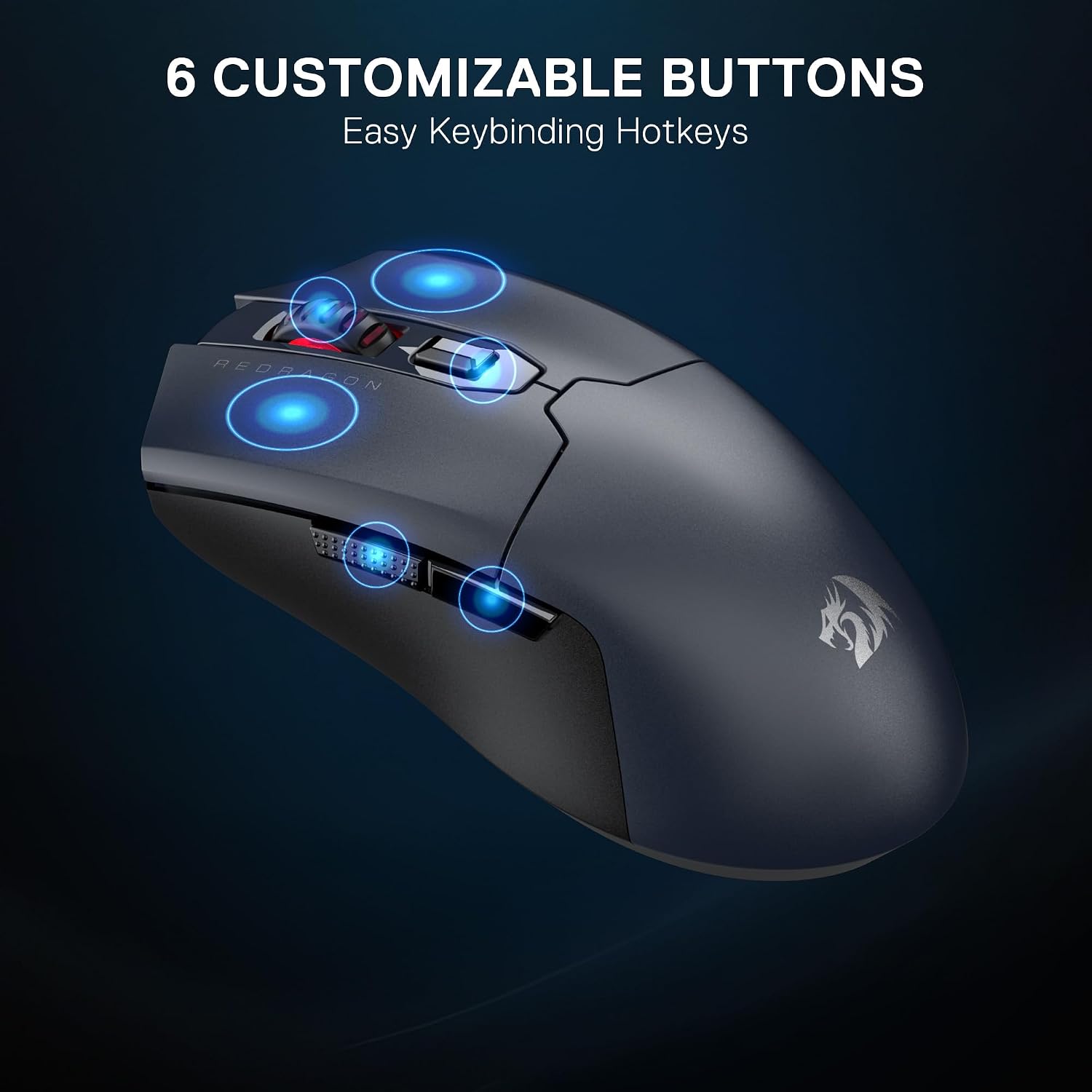 Detalle de Redragon M995 LIT Wireless Gaming Mouse (BT + 2.4G) with 10,000 DPI and 6 programmable macros