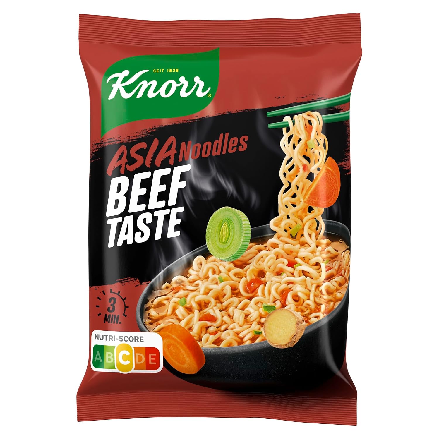 Detalle de Knorr Instant Nudeln Beef Taste – Asiatischer Snack, in 3 Minuten fertig (11x70 g)