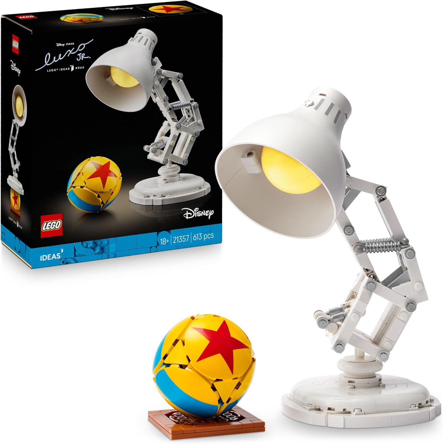 LEGO Ideas Disney Pixar Luxo Jr. 21357: lampada da costruire per adulti, gadget cinema da collezione