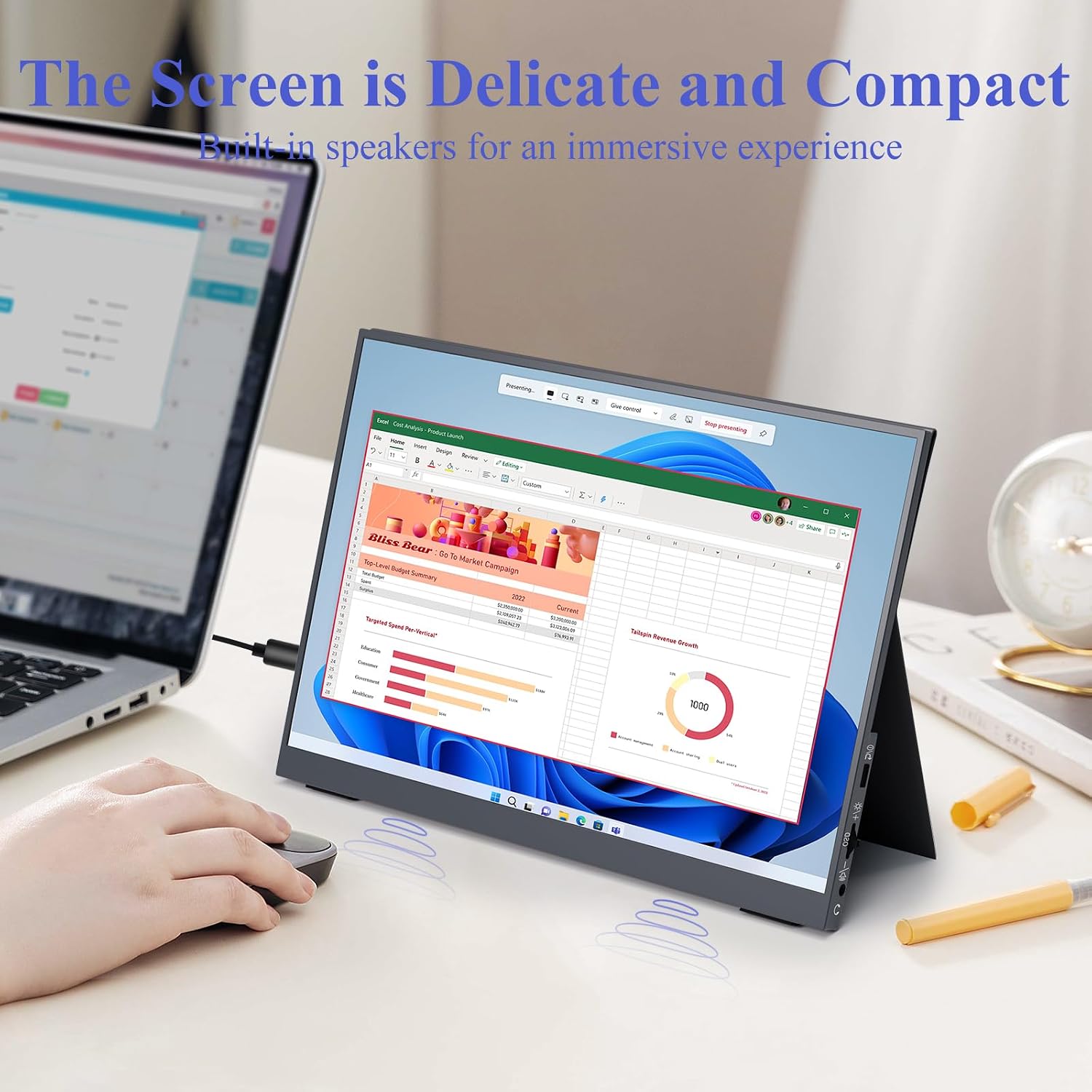 Detalle de ALOLG 10.5" Portable Monitor: 1920×1280 IPS Second Screen with USB-C/Mini HDMI