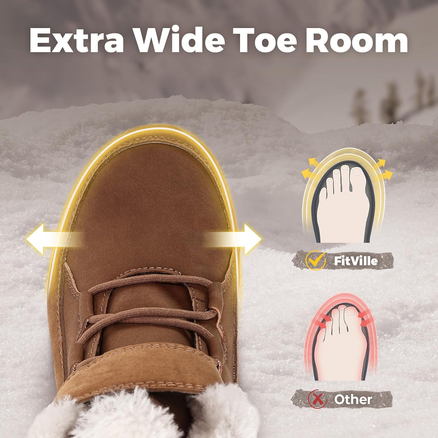 Thumbnail 2 de FitVille Damen Winterstiefel Extra Weit – Gefütterte Kurzschaft-Stiefel mit Klettverschluss